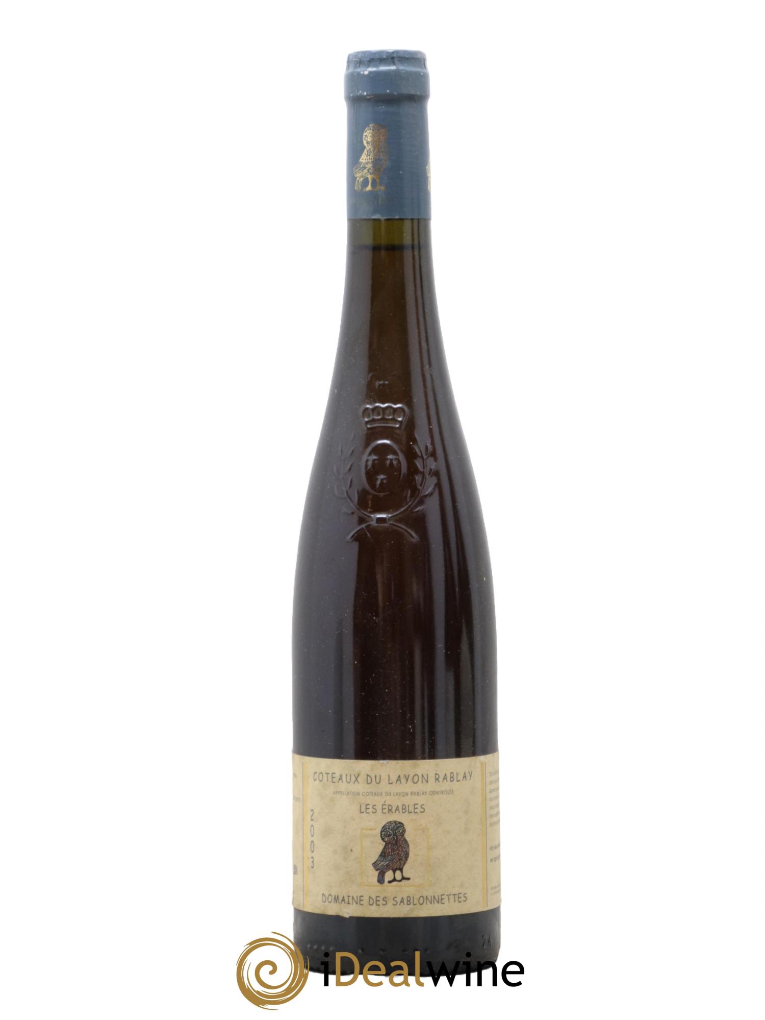 Coteaux du Layon Sélection de Grains Nobles Les Erables Domaine des Sablonnettes 2003 - Lotto di 1 formato 50cl - 0