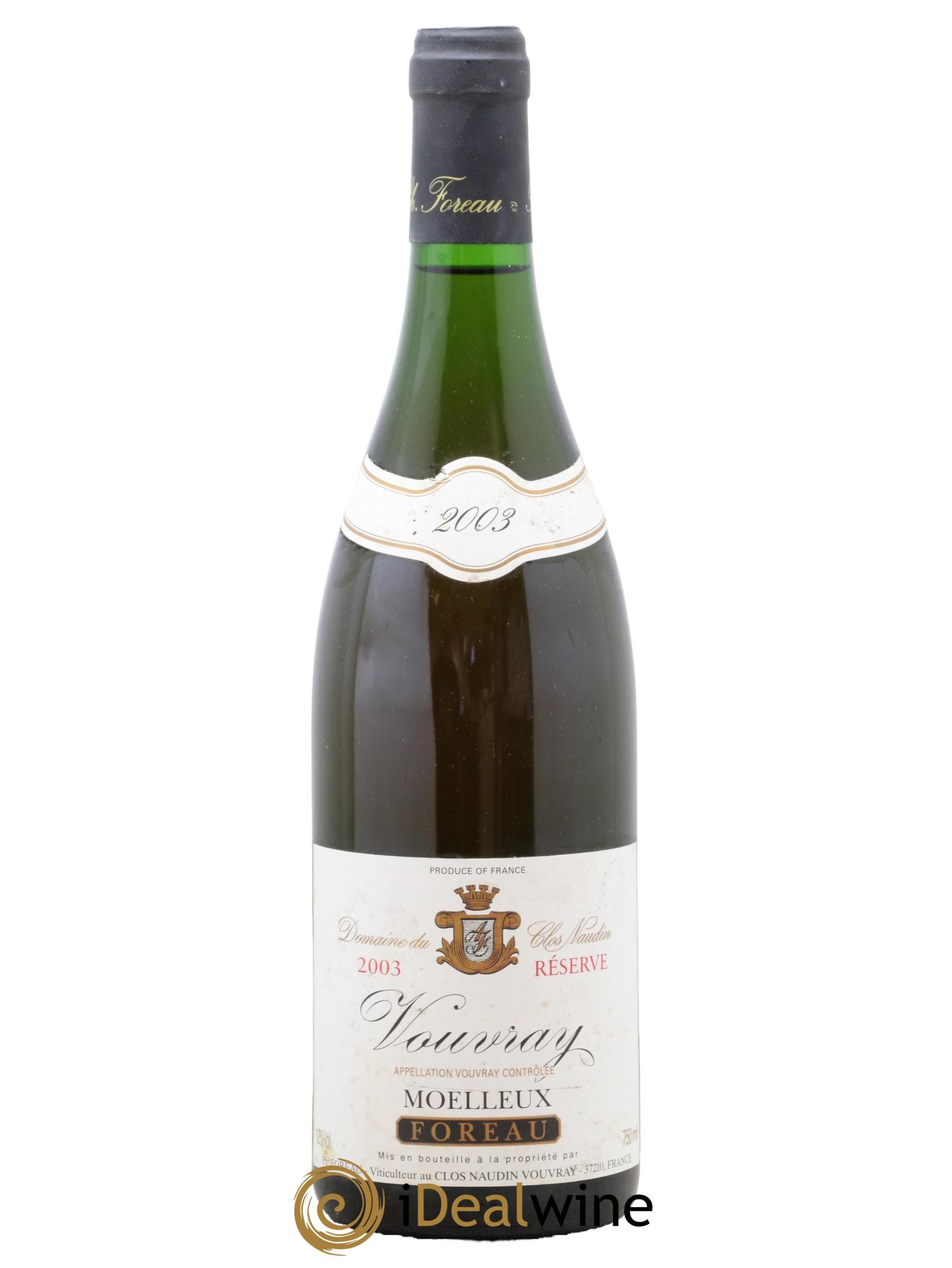 Vouvray Moelleux Réserve Clos Naudin - Philippe Foreau  2003 - Lot de 1 bouteille - 0