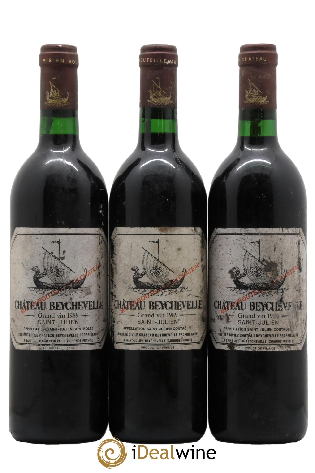 Château Beychevelle 4ème Grand Cru Classé 1989 - Lotto di 3 bottiglie - 0