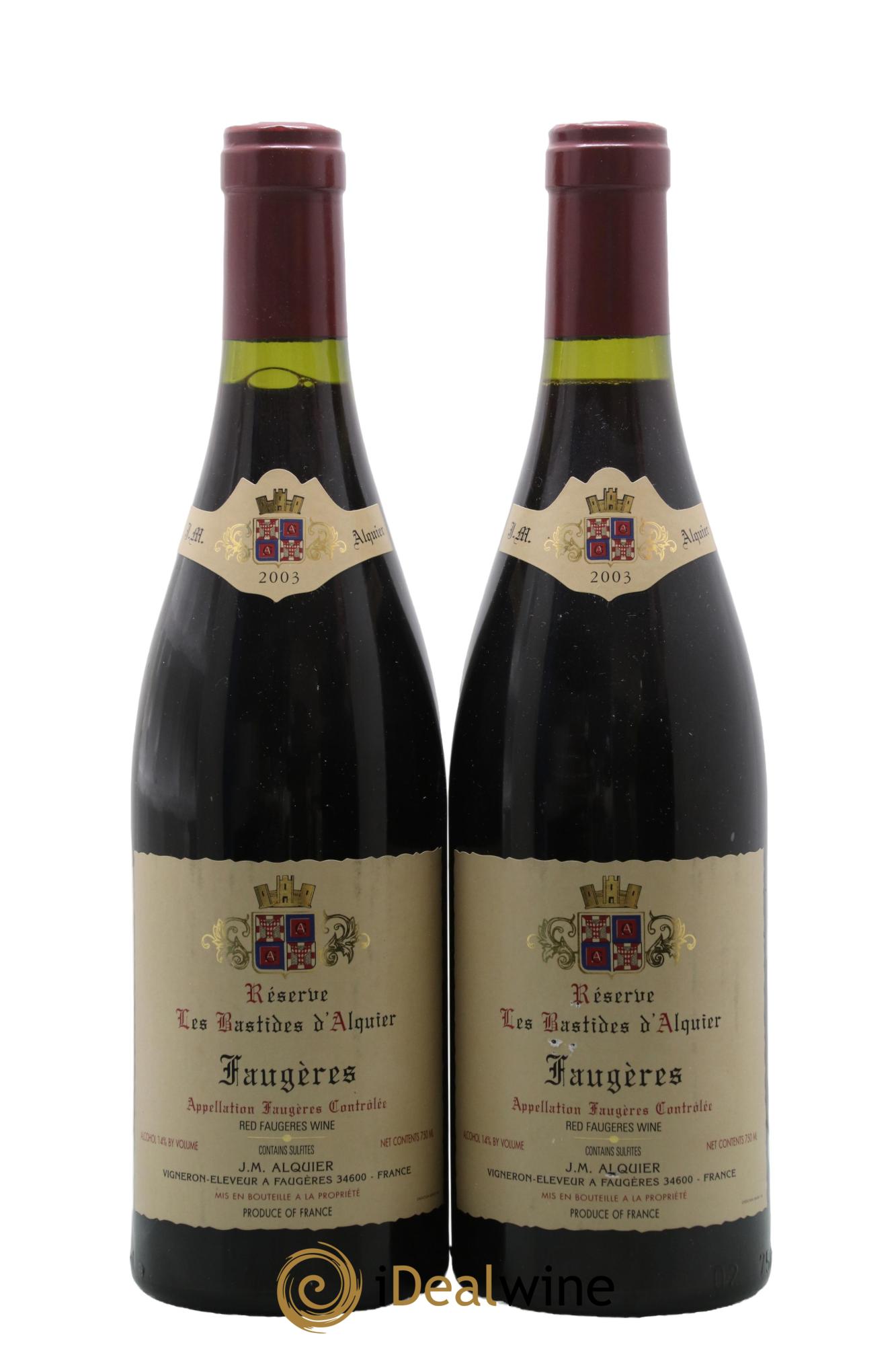 Faugères Domaine Jean-Michel Alquier  Les Bastides d'Alquier 2003 - Lot de 2 bouteilles - 0