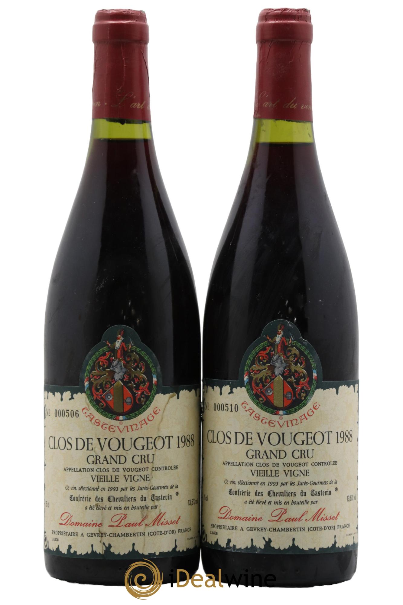 Clos de Vougeot Grand Cru Vieilles Vignes Domaine Paul Misset 1988 - Lot of 2 bottles - 1