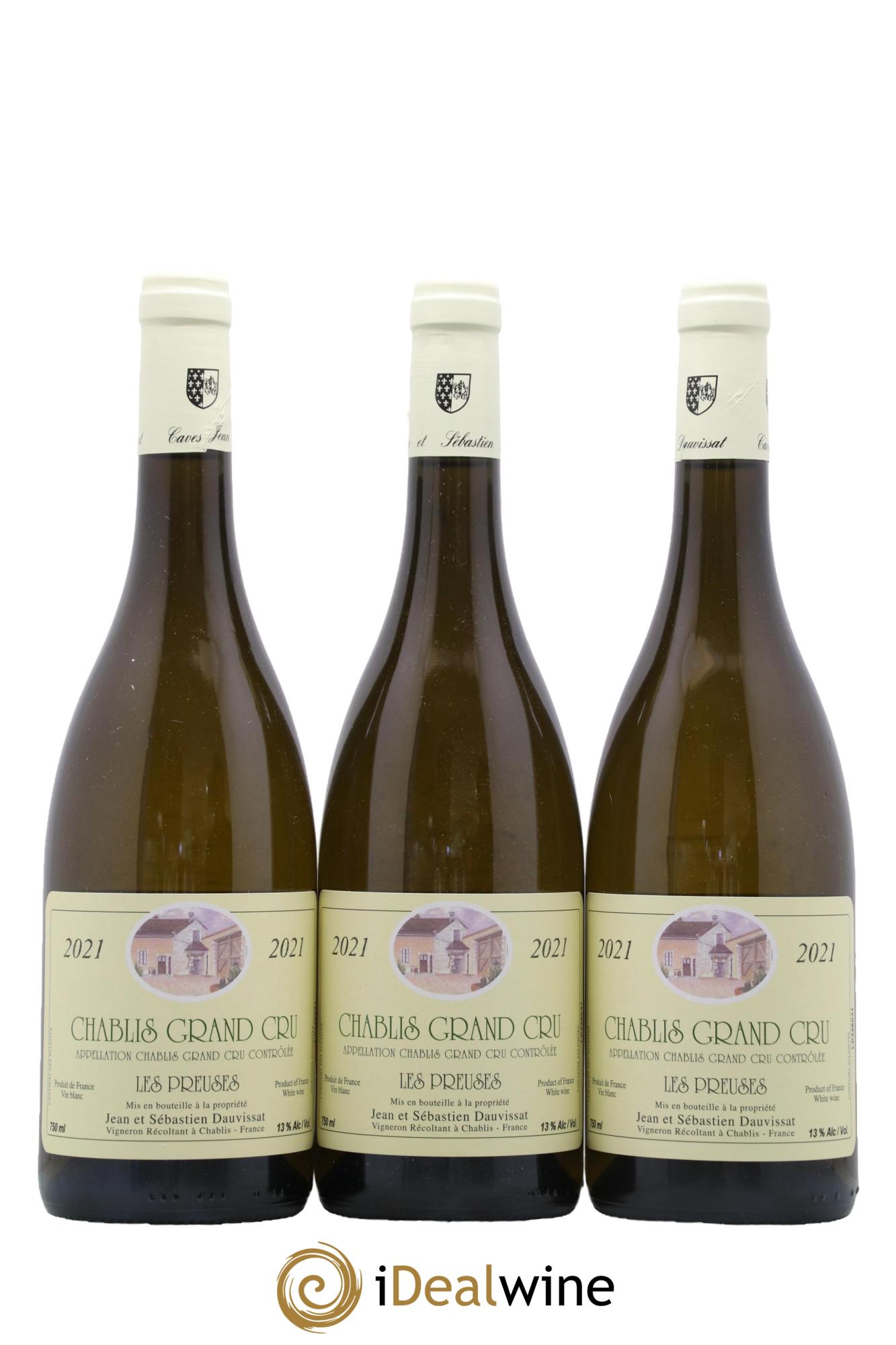 Chablis Grand Cru Les Preuses Caves Jean et Sébastien Dauvissat 2021 - Lot de 3 bouteilles - 0