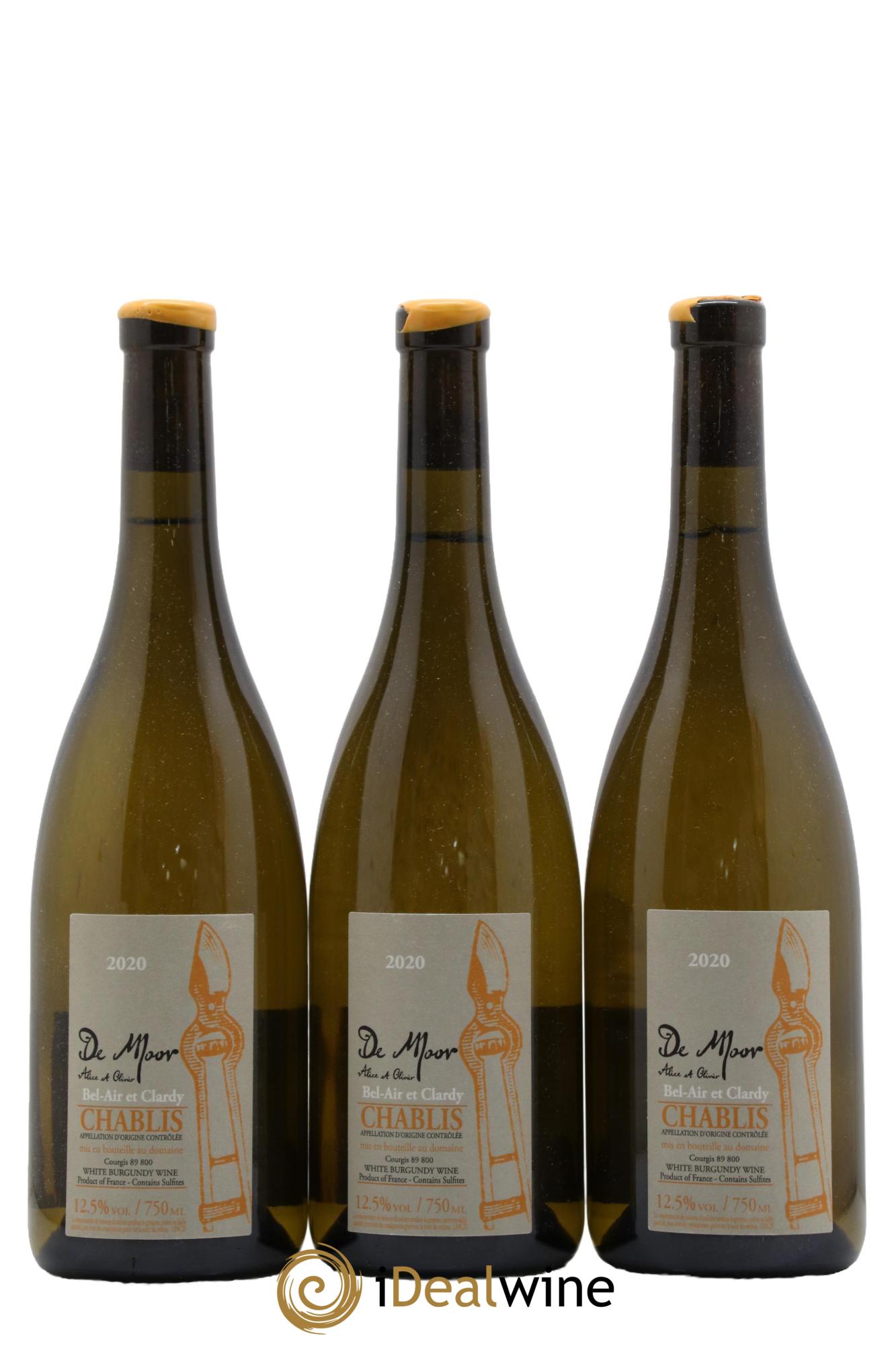 Chablis Bel Air et Clardy Alice et Olivier De Moor 2020 - Lot of 3 bottles - 0