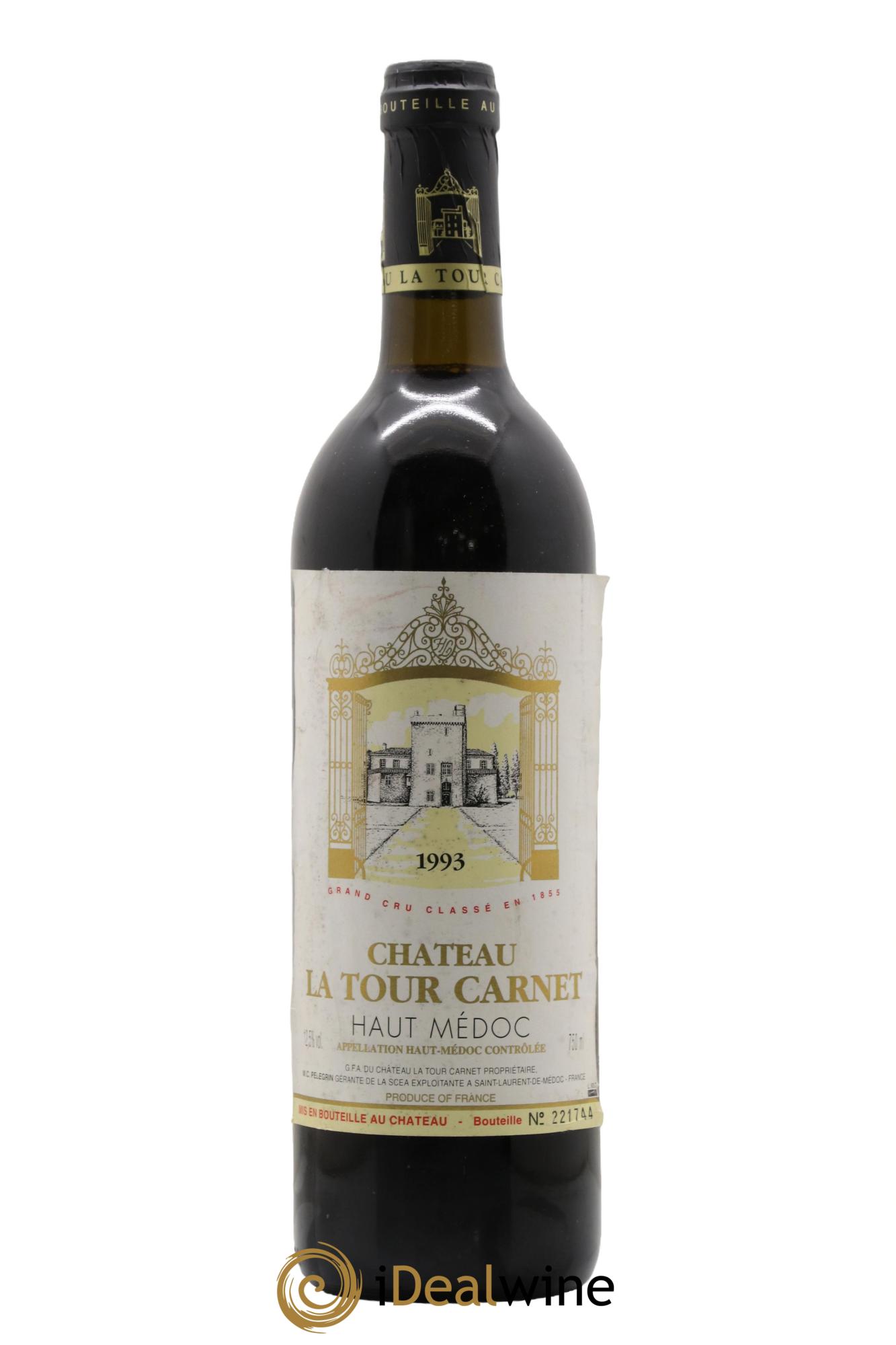 Château la Tour Carnet 4ème Grand Cru Classé 1993 - Lot de 1 bouteille - 0