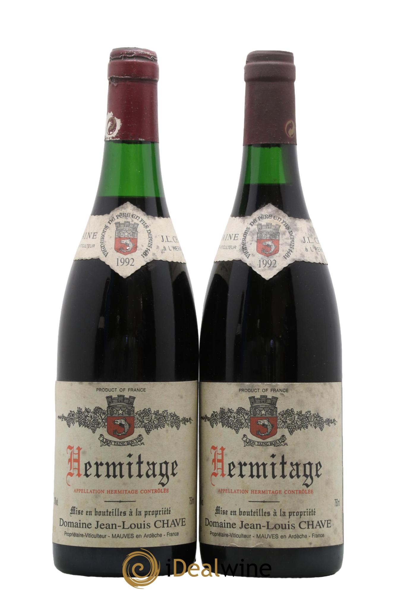 Hermitage Jean-Louis Chave 1992 - Lot of 2 bottles - 0