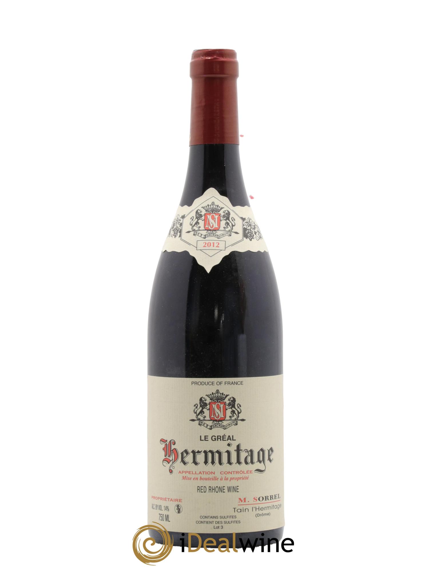 Hermitage Le Gréal Marc Sorrel  2012 - Lot of 1 bottle - 0