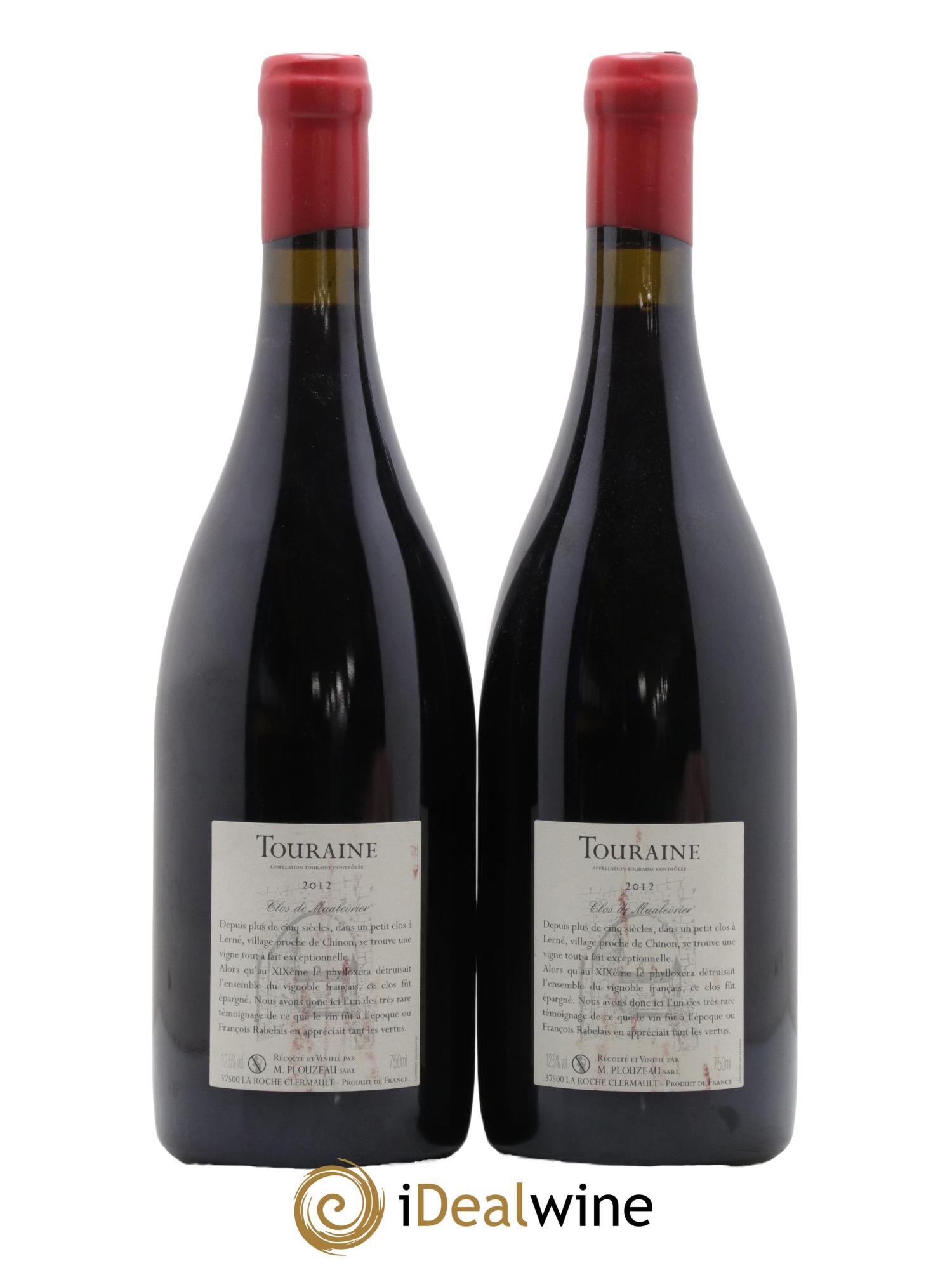 Touraine Clos de Maulevrier Ante Phylloxera Franc de Pied Marc Plouzeau 2012 - Lot de 2 bouteilles - 1