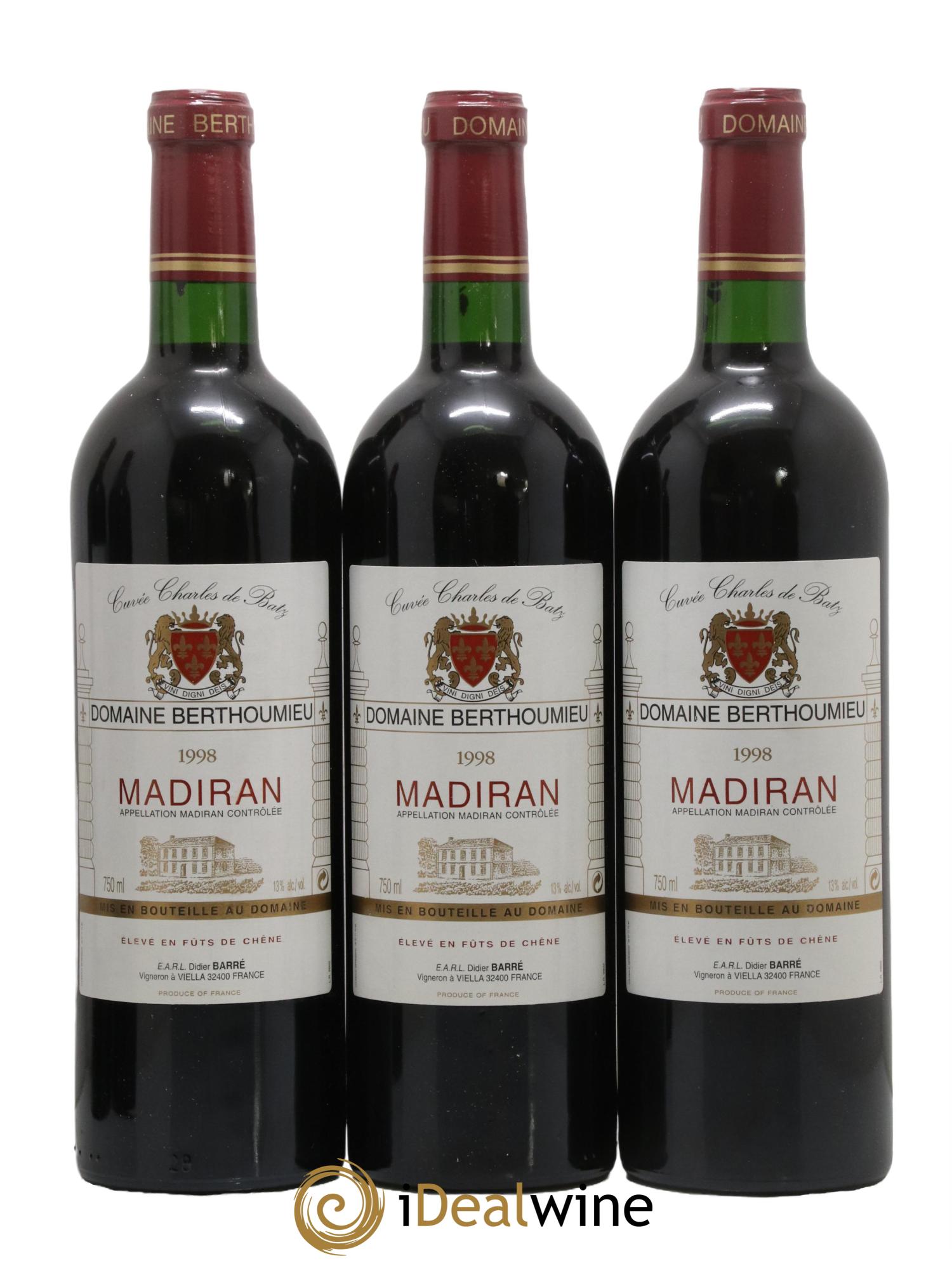 Madiran Cuvée Charles de Batz Domaine Berthoumieu 1998 - Lot de 3 bouteilles - 0