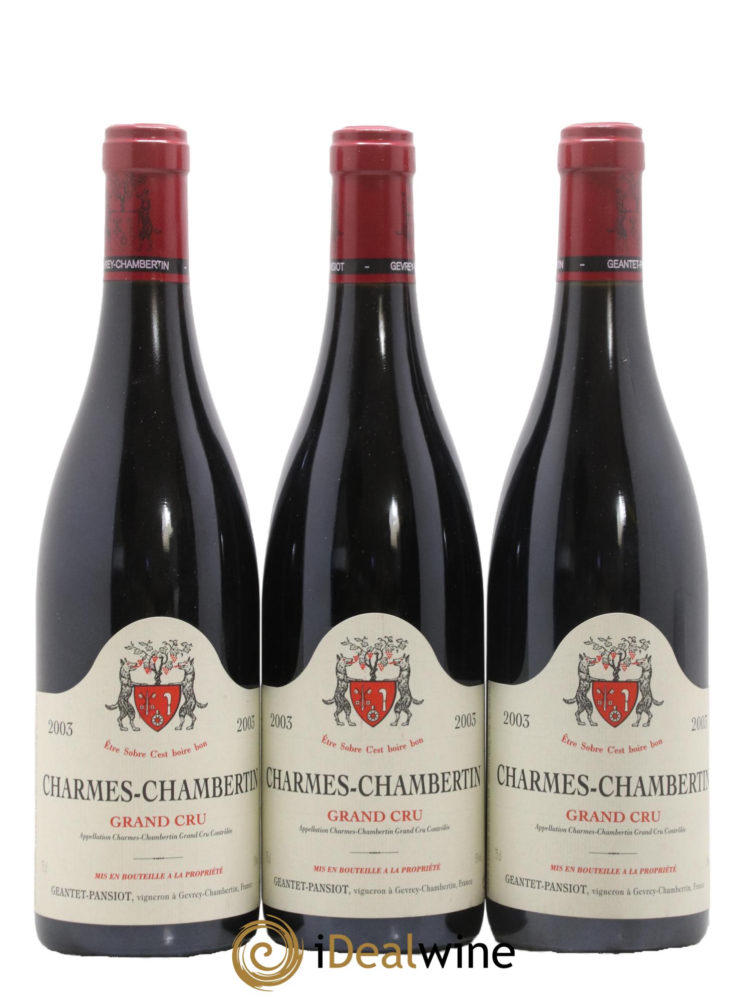 Charmes-Chambertin Grand Cru Geantet-Pansiot 2003 - Lot of 3 bottles - 0