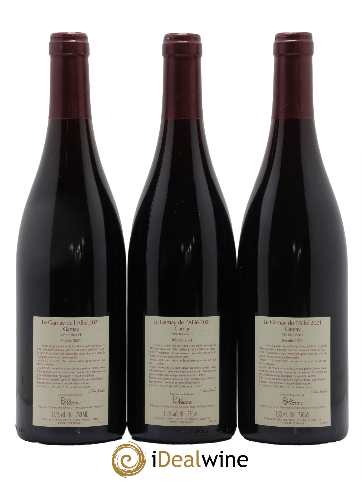 Vin de France Le Gamay de l'Allié Binaume Bizot-Naudin 2021 - Lot of 3 bottles - 1