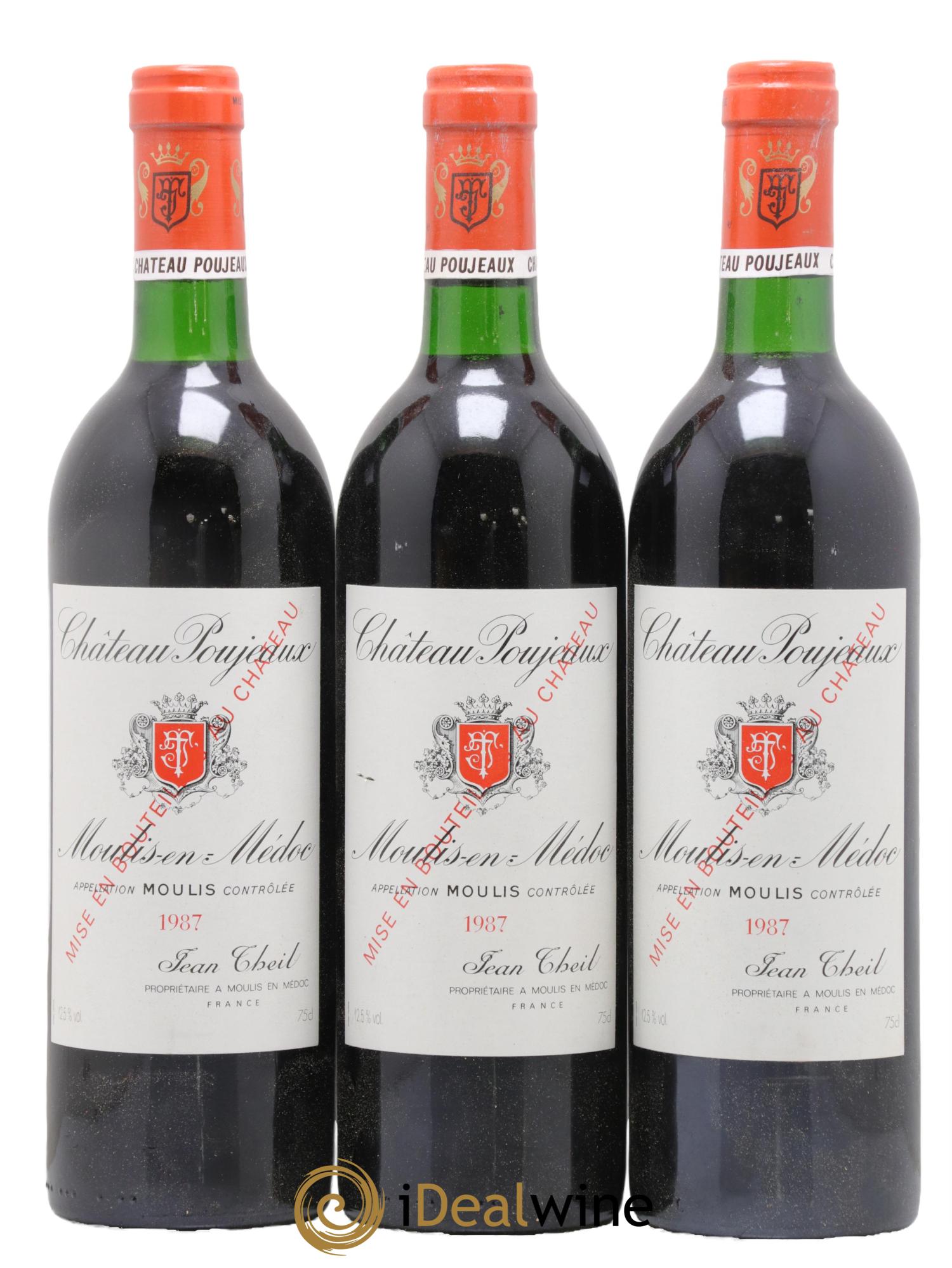 Château Poujeaux 1987 - Lot de 3 bouteilles - 0