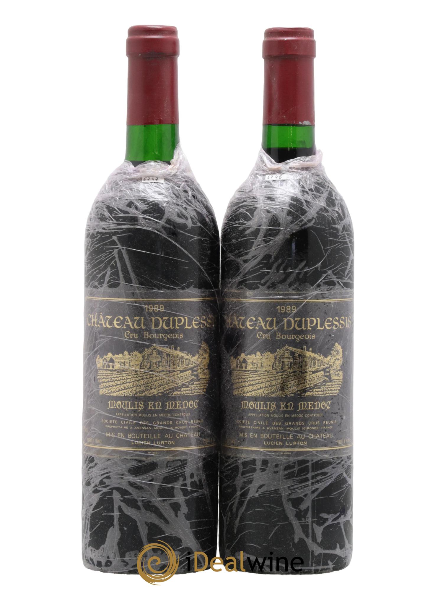 Château Duplessis Fabre Cru Bourgeois 1989 - Lotto di 2 bottiglie - 0