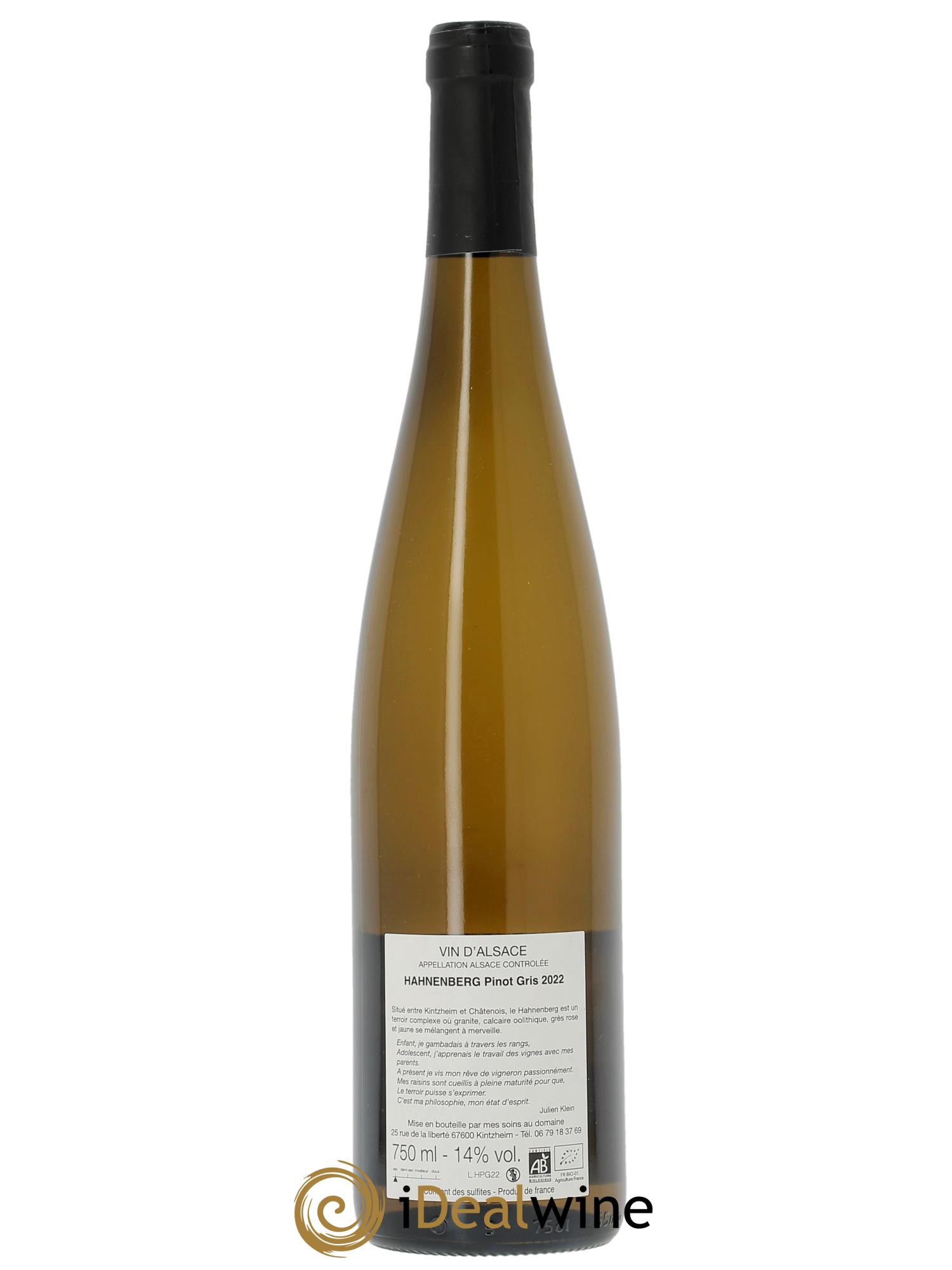 Alsace Pinot Gris Hahnenberg Julien Klein  2022 - Posten von 1 Flasche - 1