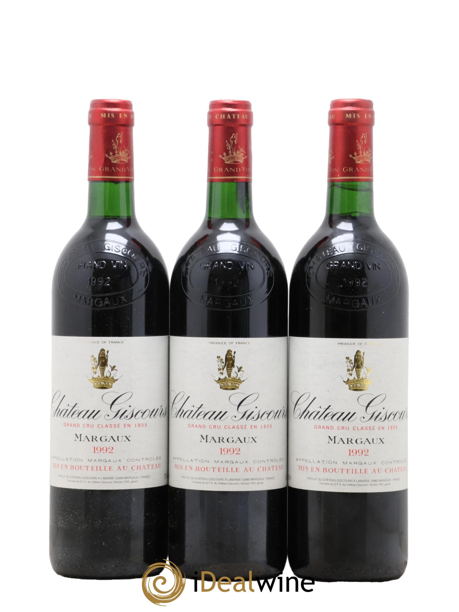 Château Giscours 3ème Grand Cru Classé 1992 - Lot of 3 bottles - 0