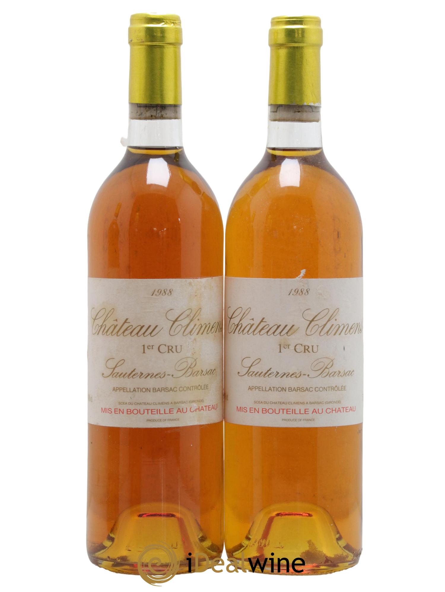 Château Climens 1er Grand Cru Classé 1988 - Lotto di 2 bottiglie - 0