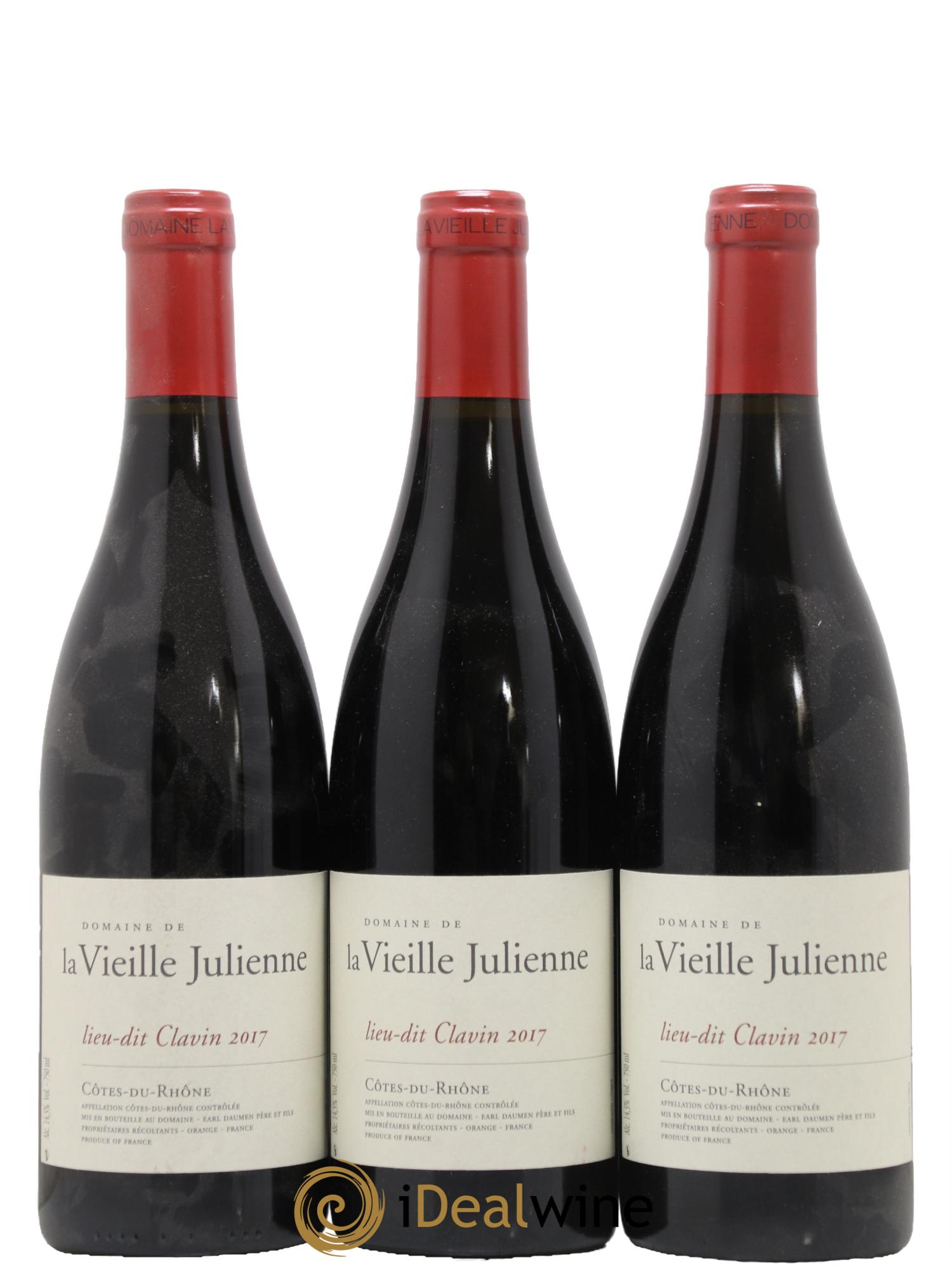 Côtes du Rhône Vieille Julienne (Domaine de la) Lieu-dit Clavin Jean-Paul Daumen 2017 - Lotto di 3 bottiglie - 0