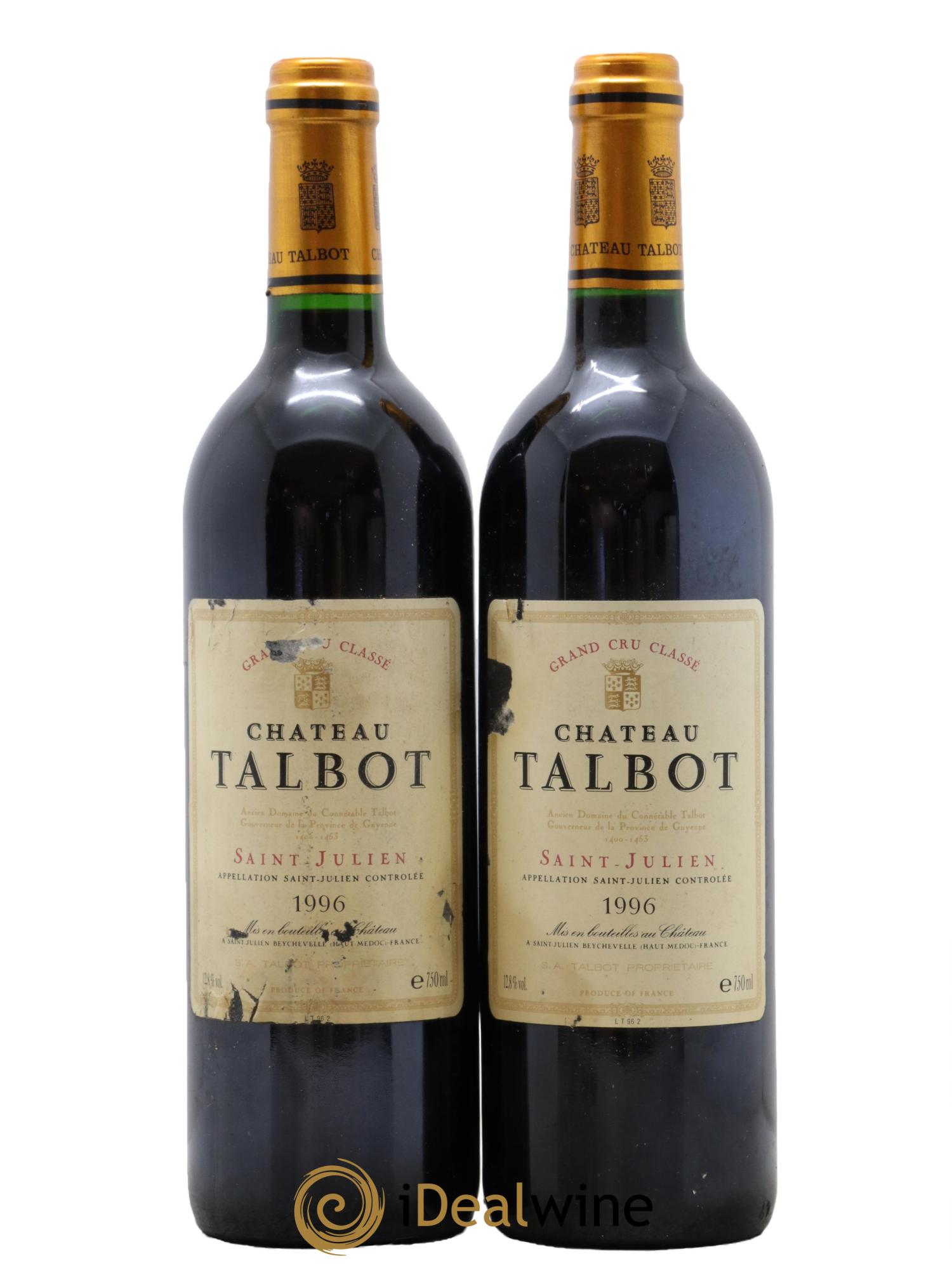 Château Talbot 4ème Grand Cru Classé 1996 - Posten von 2 Flaschen - 0