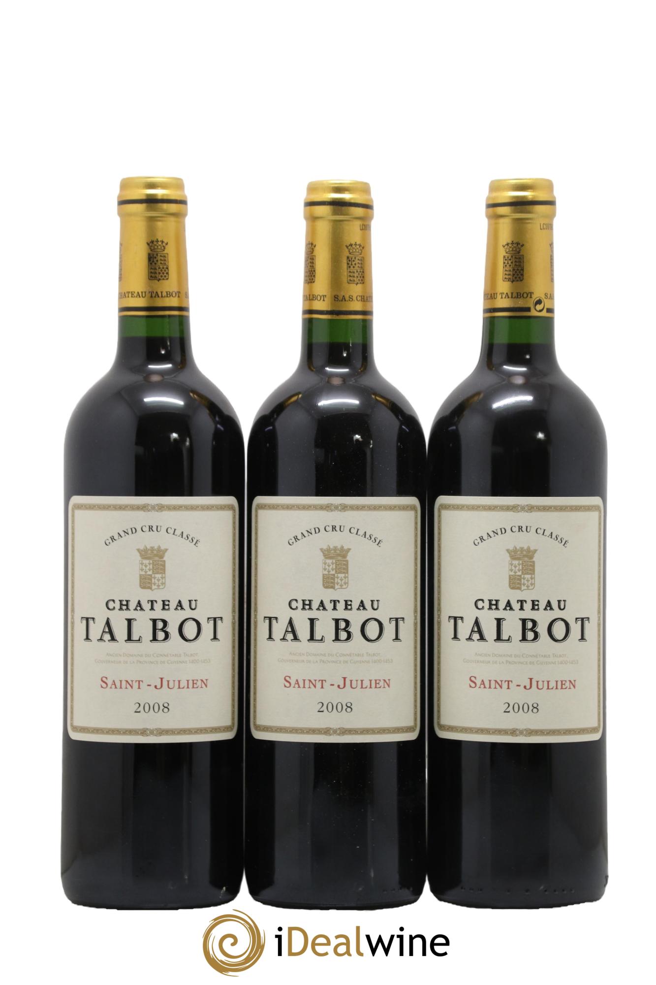 Château Talbot 4ème Grand Cru Classé 2008 - Lot de 6 bouteilles - 1