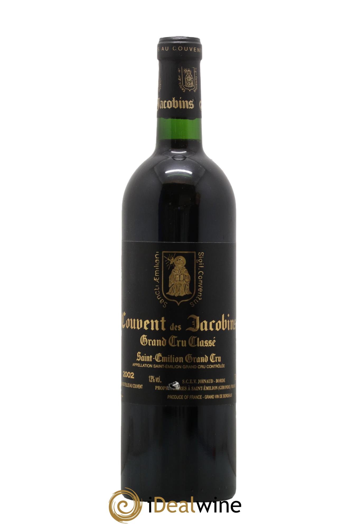 Château Couvent des Jacobins Grand Cru Classé 2002 - Lot de 1 bouteille - 0