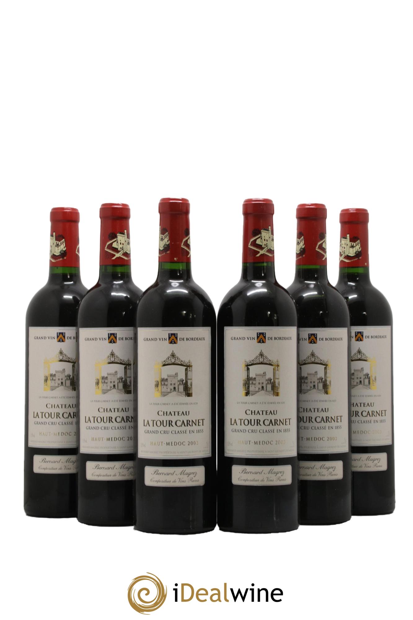 Château la Tour Carnet 4ème Grand Cru Classé 2003 - Lot of 6 bottles - 0