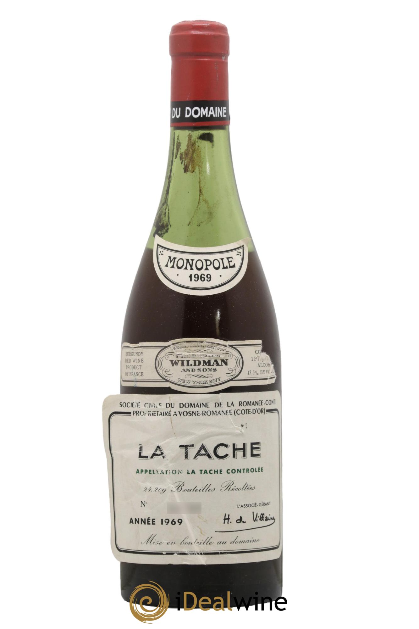 La Tâche Grand Cru Domaine de la Romanée-Conti 1969 - Posten von 1 Flasche - 0