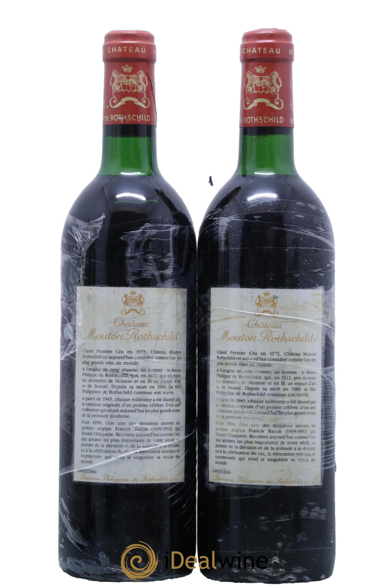 Château Mouton Rothschild 1er Grand Cru Classé 1990 - Lotto di 2 bottiglie - 1