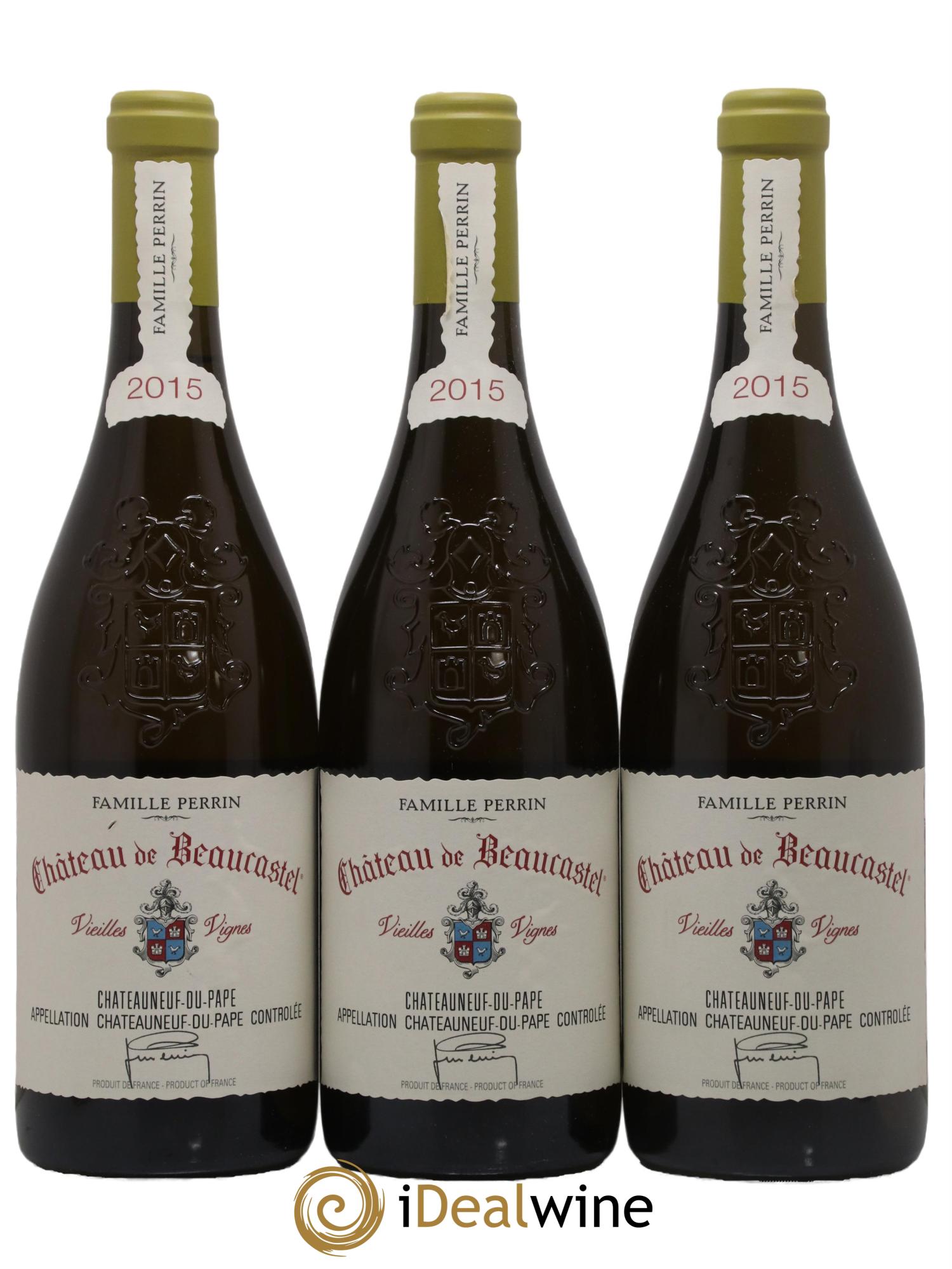 Châteauneuf-du-Pape Château de Beaucastel Vieilles vignes Roussanne Famille Perrin 2015 - Lotto di 3 bottiglie - 0