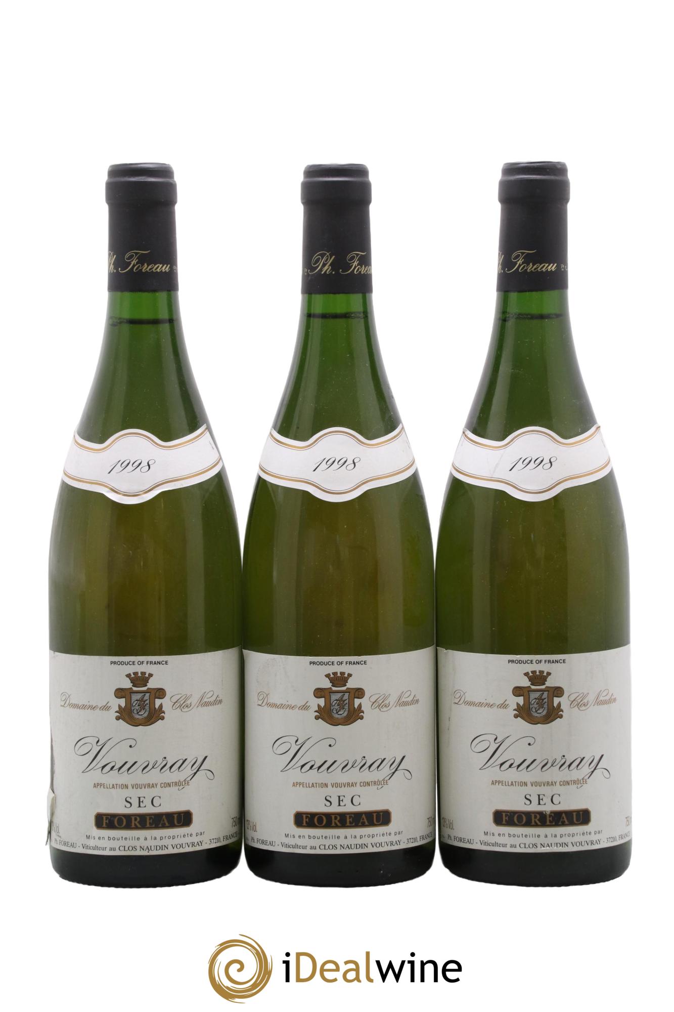 Vouvray Sec Clos Naudin - Philippe Foreau 1998 - Posten von 3 Flaschen - 0