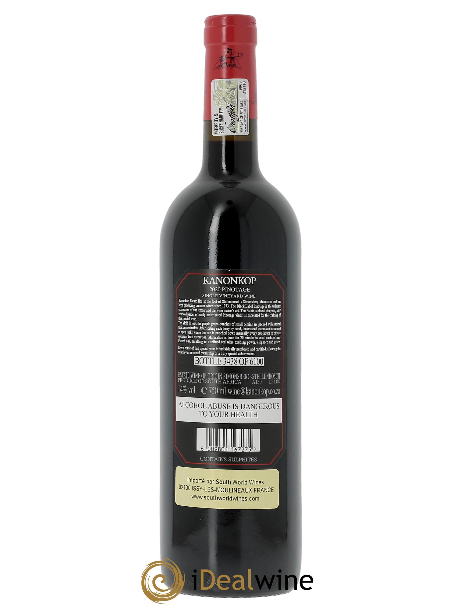 Stellenbosch Kanonkop Black Label Pinotage  2020 - Posten von 1 Flasche - 2