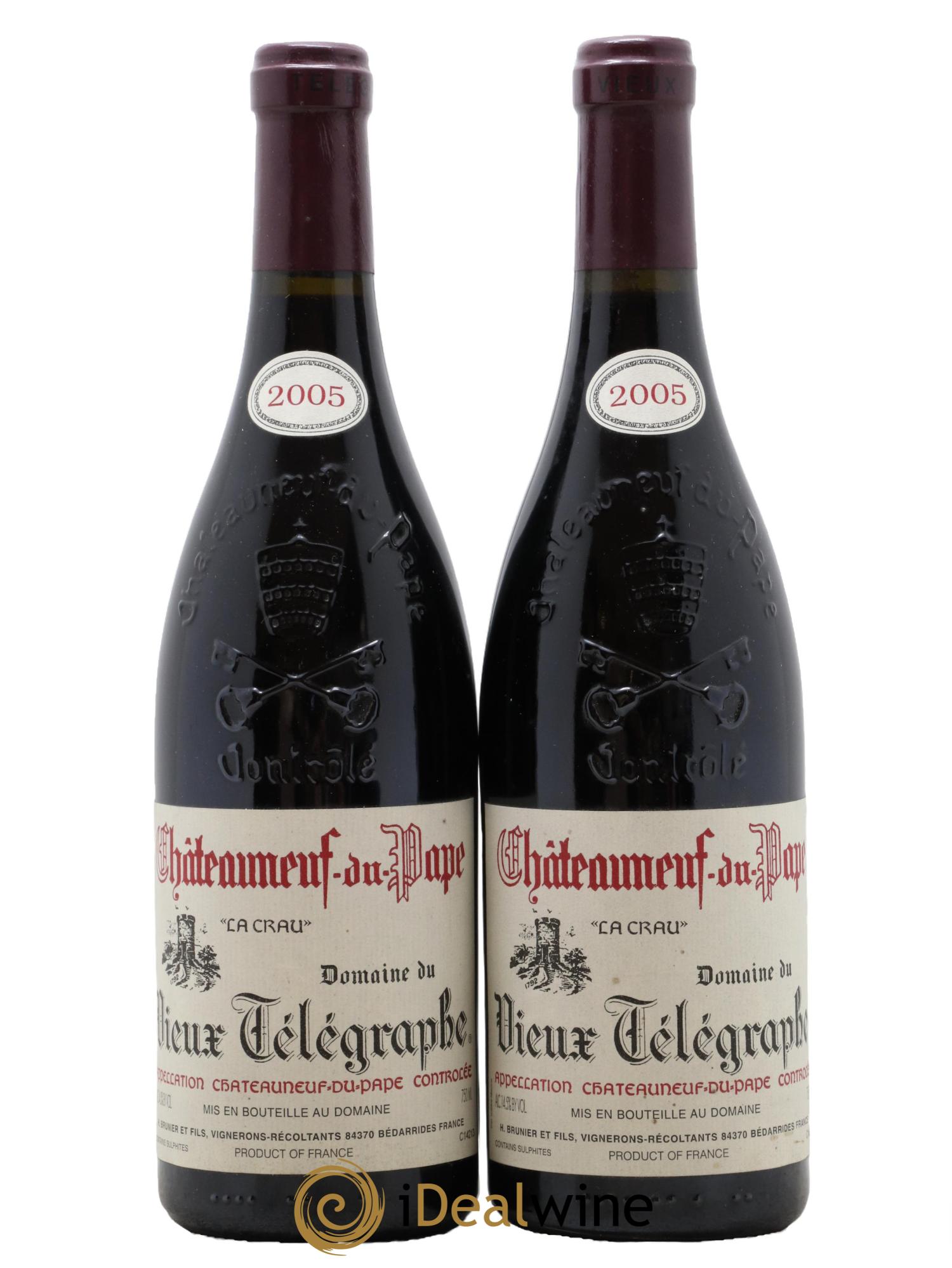 Châteauneuf-du-Pape Vieux Télégraphe (Domaine du) Vignobles Brunier 2005 - Lotto di 2 bottiglie - 0