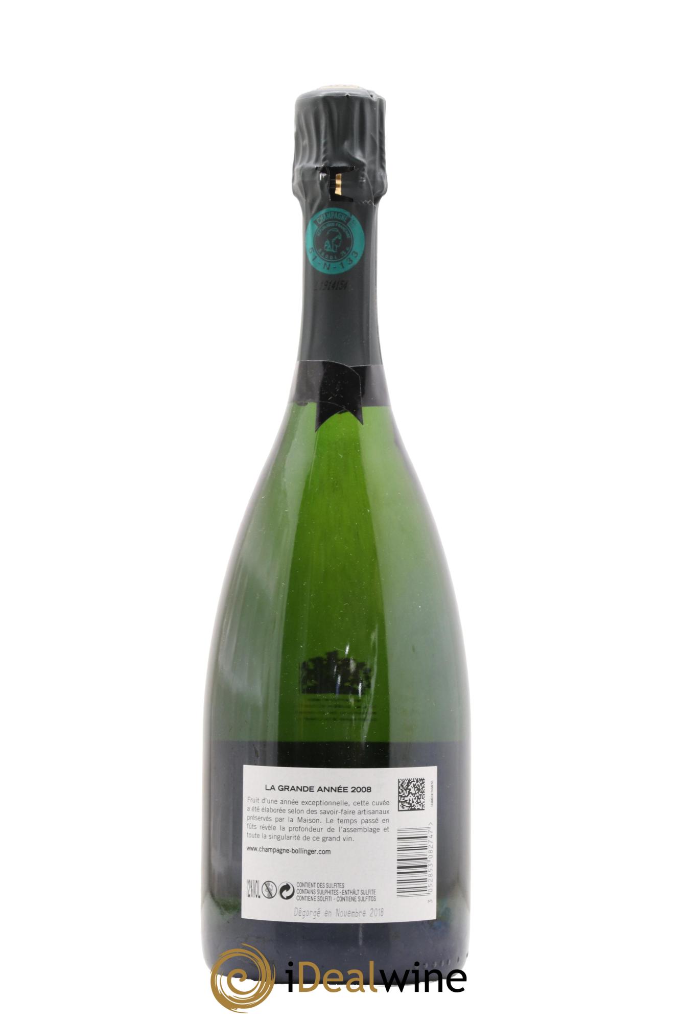 Grande Année Bollinger 2008 - Lot de 1 bouteille - 1