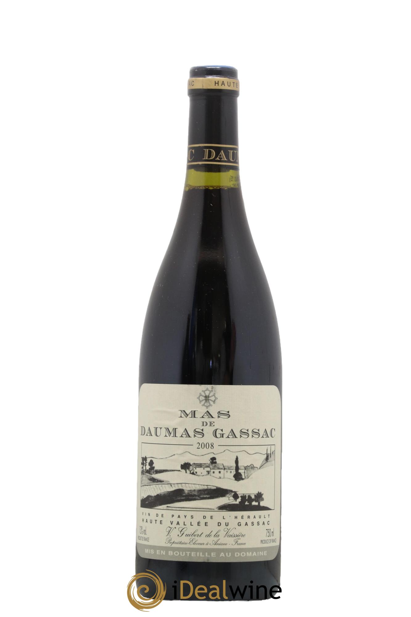 IGP St Guilhem-le-Désert - Cité d'Aniane Mas Daumas Gassac Famille Guibert de La Vaissière 2008 - Lot de 1 bouteille - 0