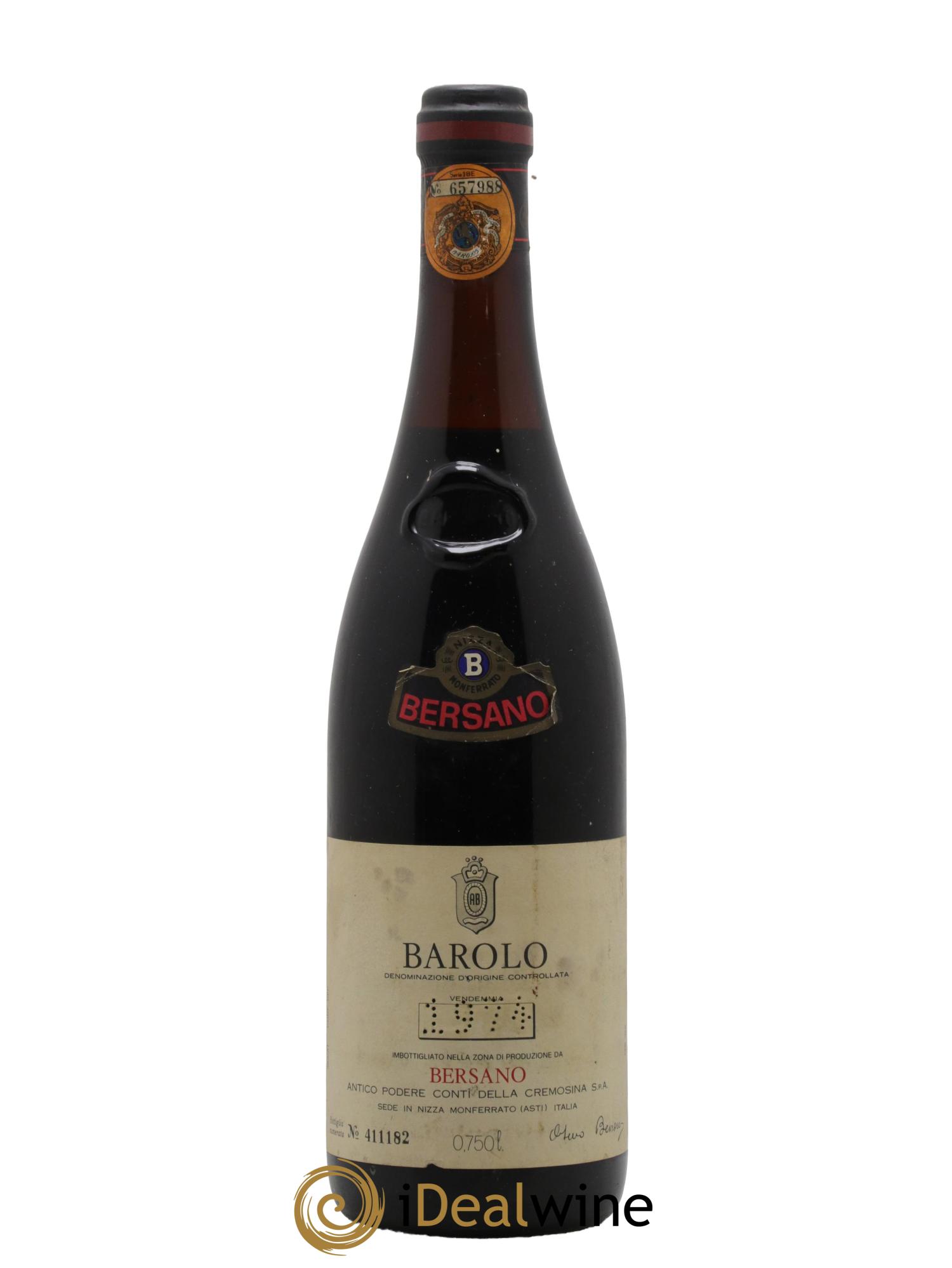 Barolo DOCG Bersano 1974 - Lot de 1 bouteille - 0