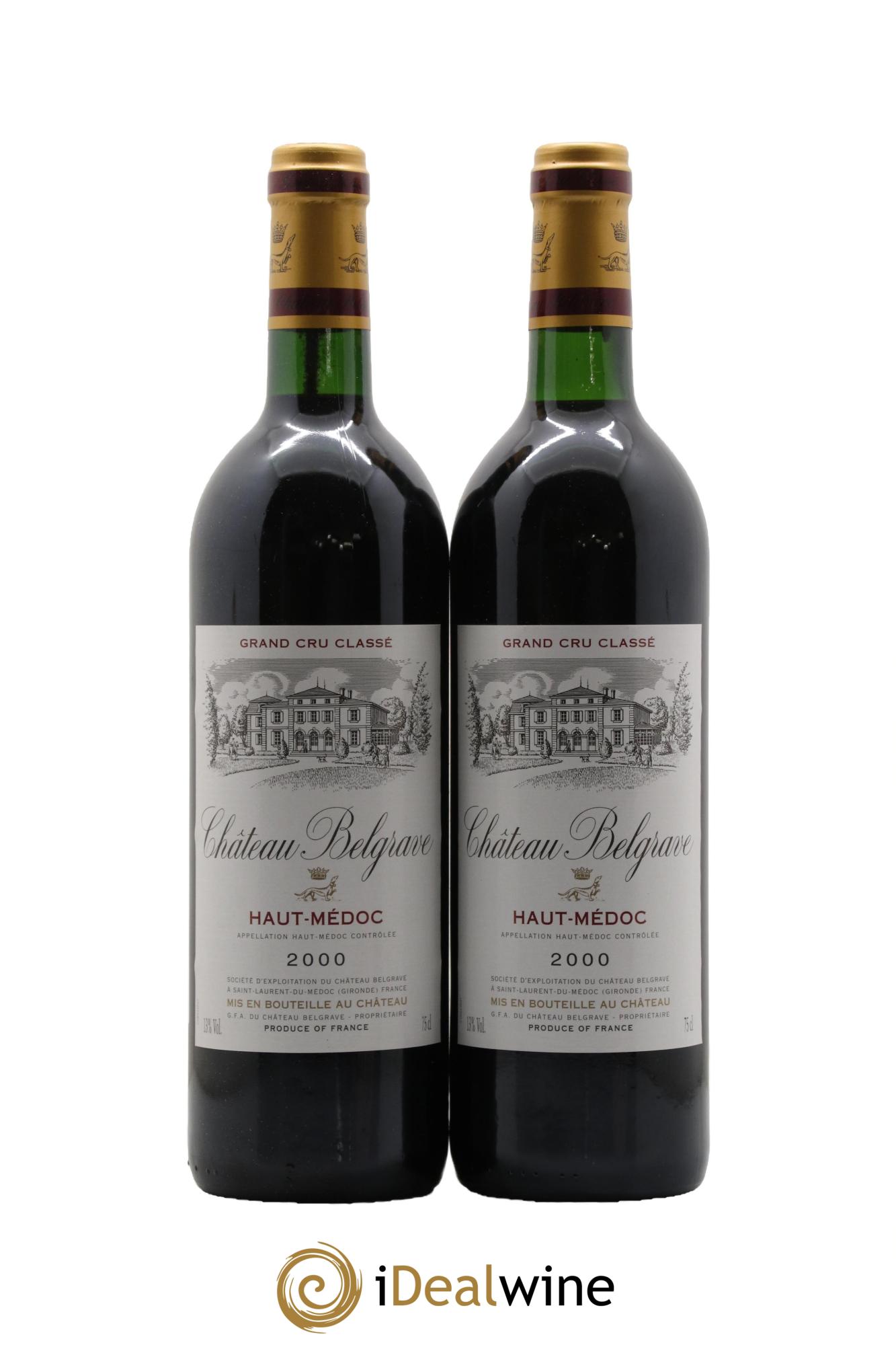 Château Belgrave 5ème Grand Cru Classé 2000 - Posten von 2 Flaschen - 0