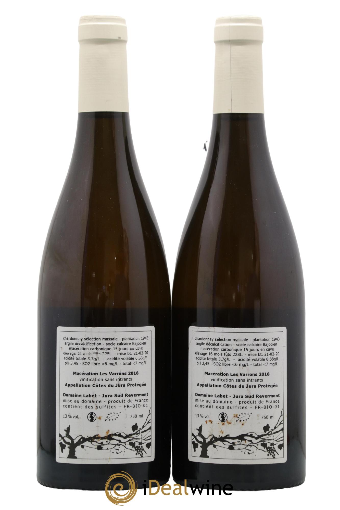 Côtes du Jura Chardonnay Les Varrons Macération Romain - Julien  - Charline Labet 2018 - Lot of 2 bottles - 1