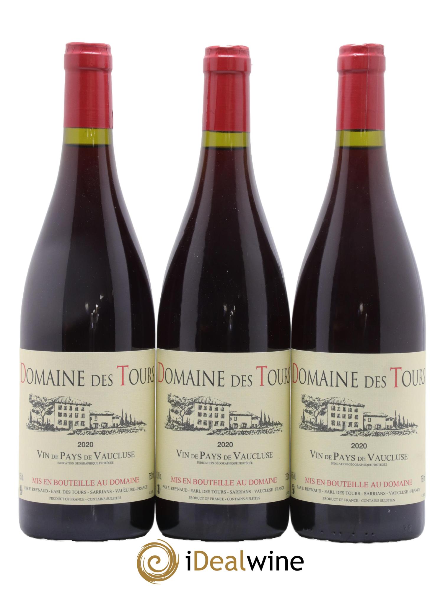 IGP Vaucluse (Vin de Pays de Vaucluse) Domaine des Tours Emmanuel Reynaud 2020 - Lot de 3 bouteilles - 0