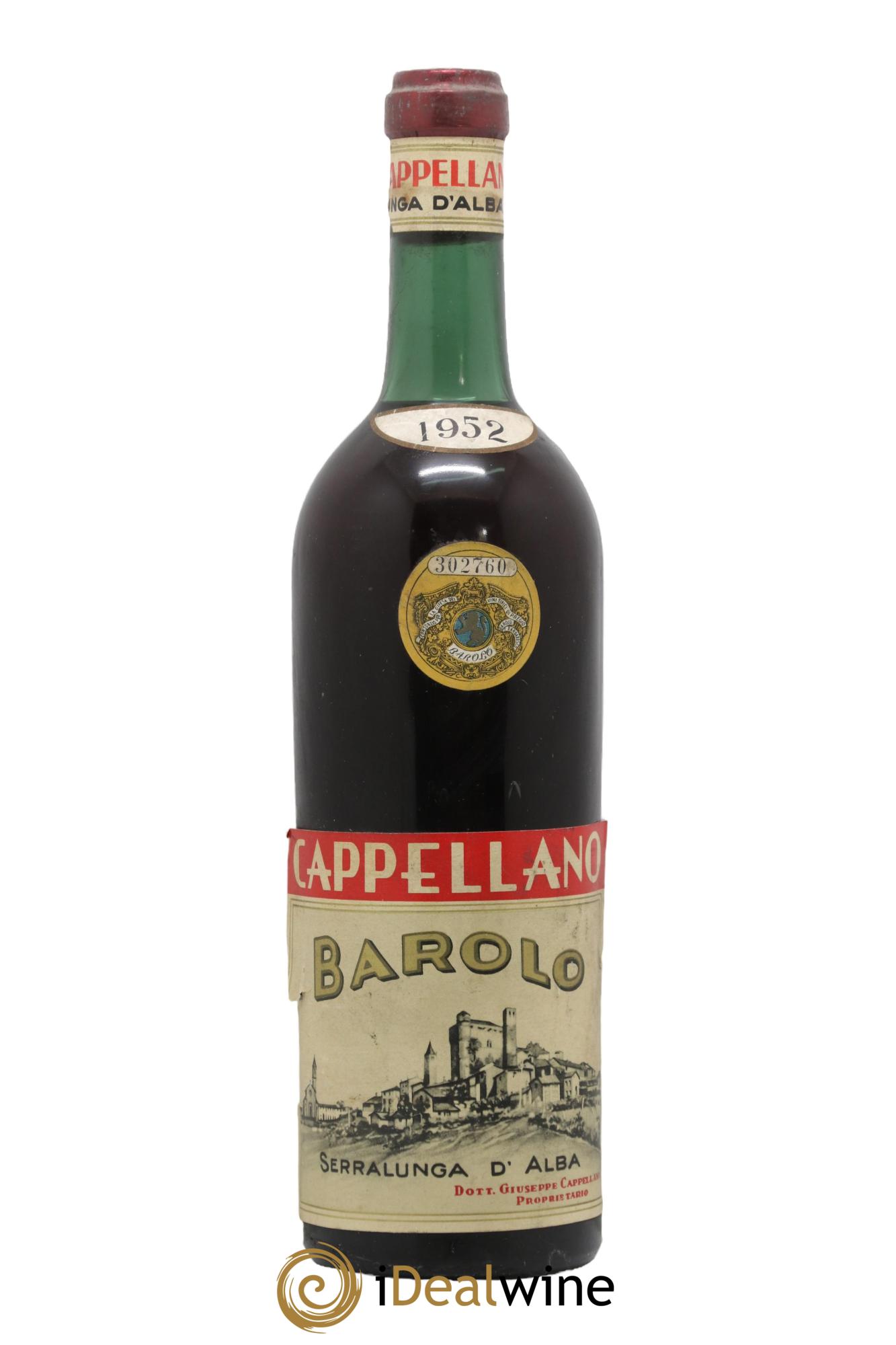 Barolo DOCG Cappellano 1952 - Lotto di 1 bottiglia - 0