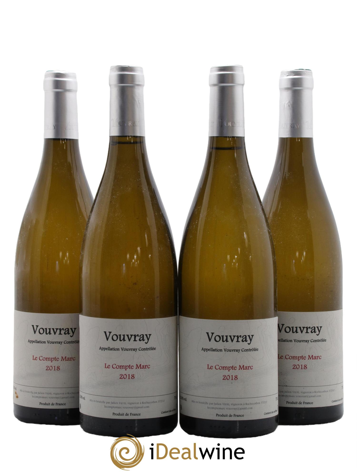 Vouvray Le Compte Marc Julien Vedel 2018 - Lot of 4 bottles - 0