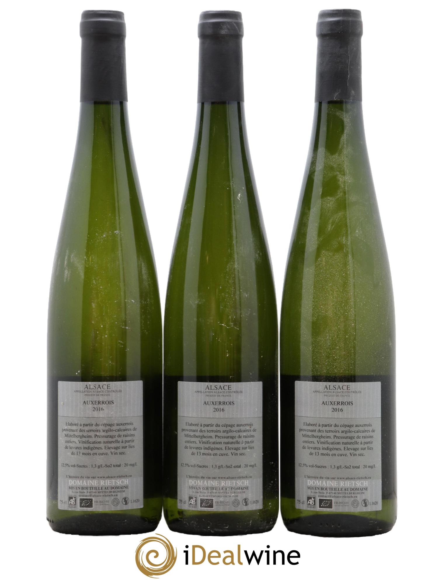 Alsace Entre Chien et Loup Rietsch Pinot Auxerrois 2016 - Lotto di 3 bottiglie - 1