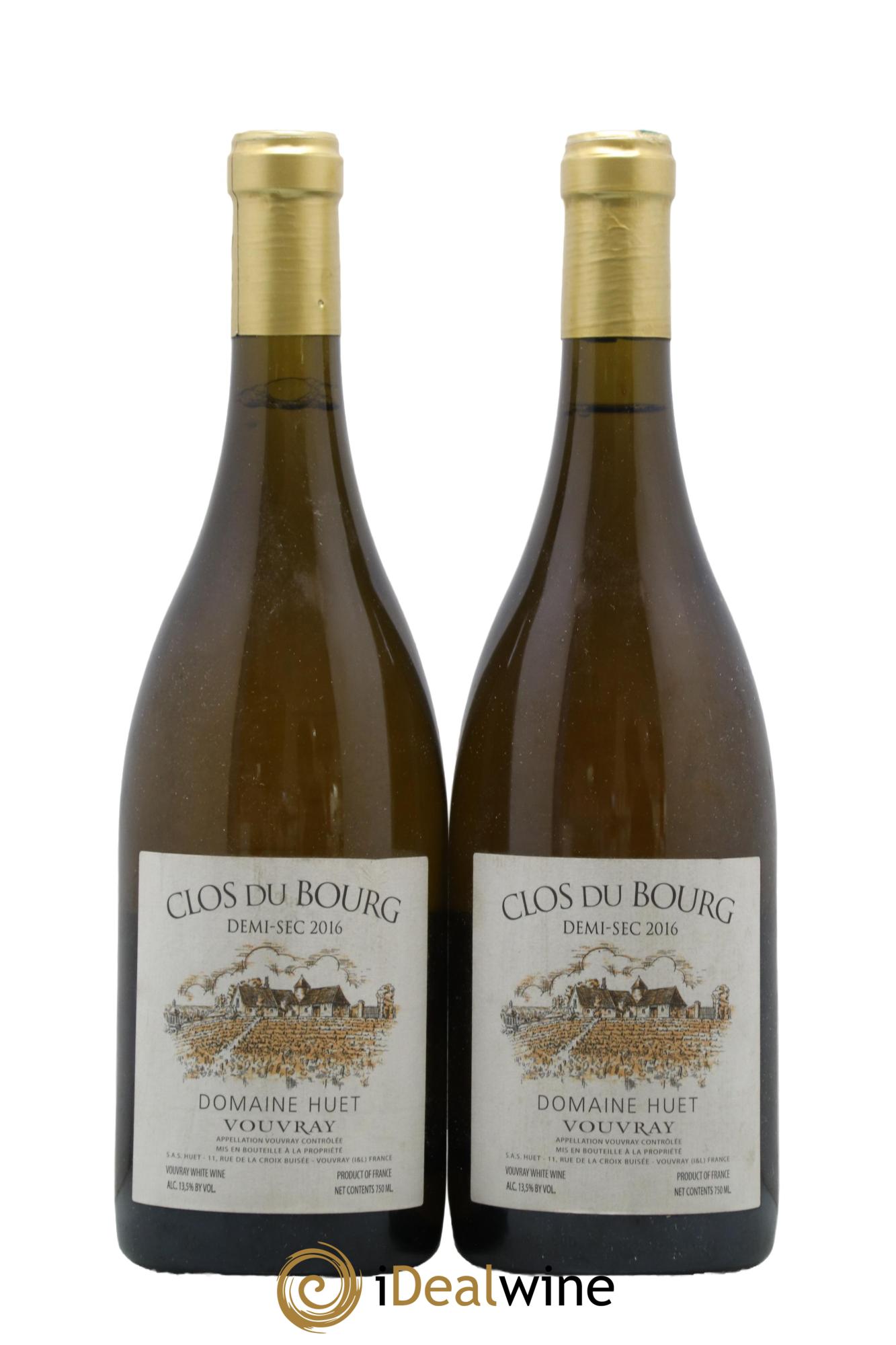 Vouvray Clos du Bourg Demi-Sec Domaine Huet 2016 - Lot of 2 bottles - 0