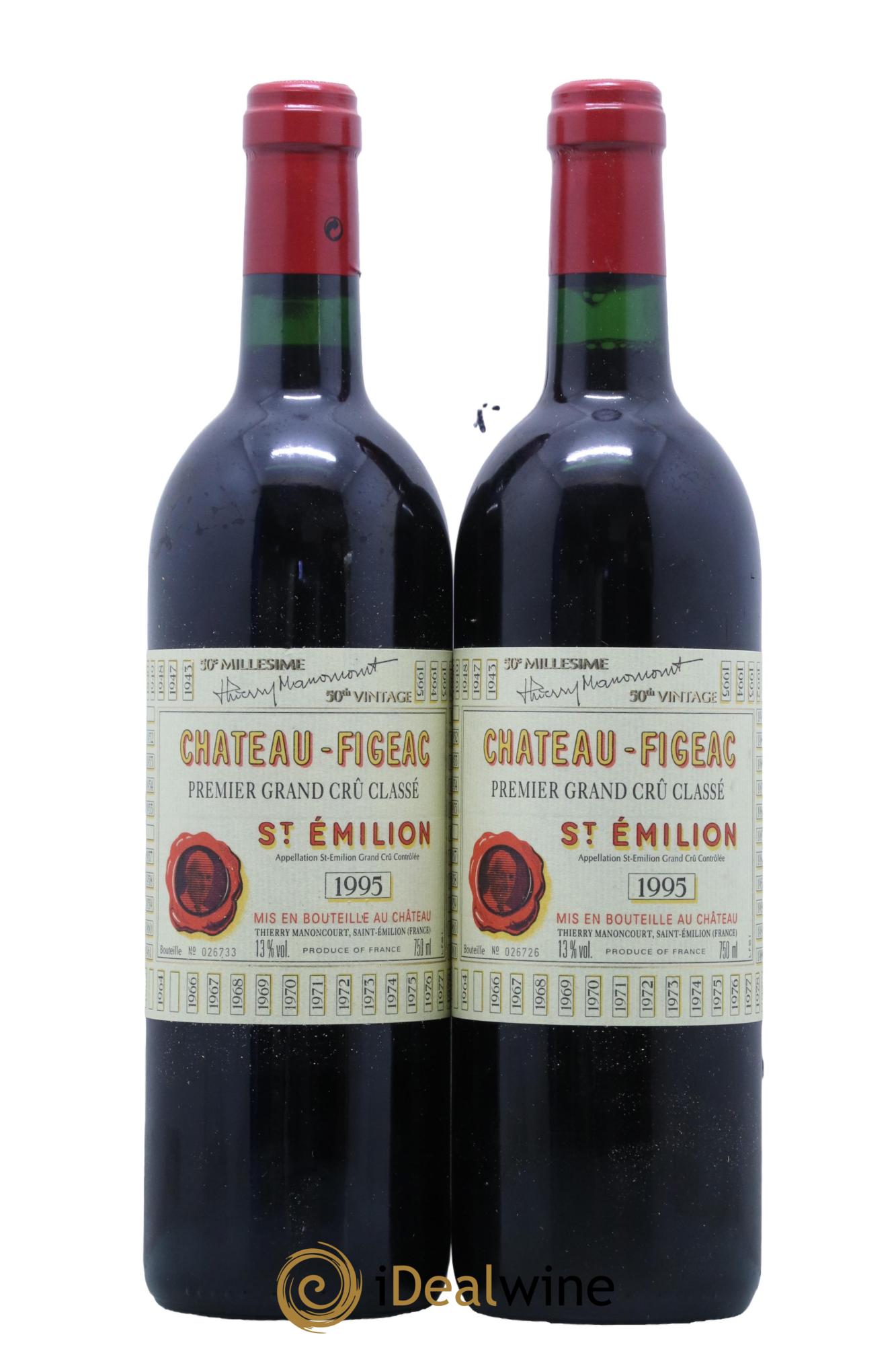 Château Figeac 1er Grand Cru Classé A 1995 - Posten von 2 Flaschen - 0