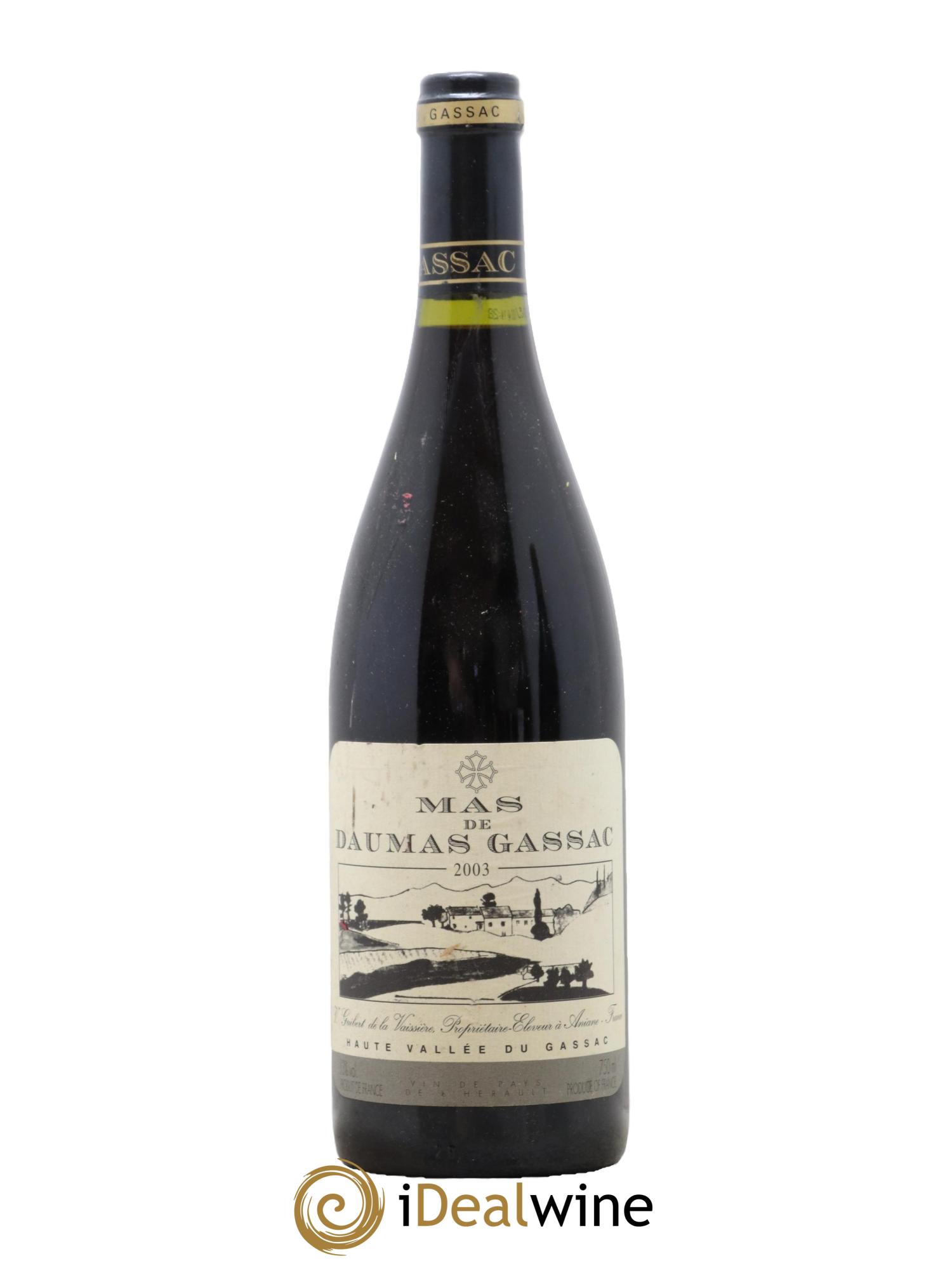 IGP St Guilhem-le-Désert - Cité d'Aniane Mas Daumas Gassac Famille Guibert de La Vaissière 2003 - Lot de 1 bouteille - 0