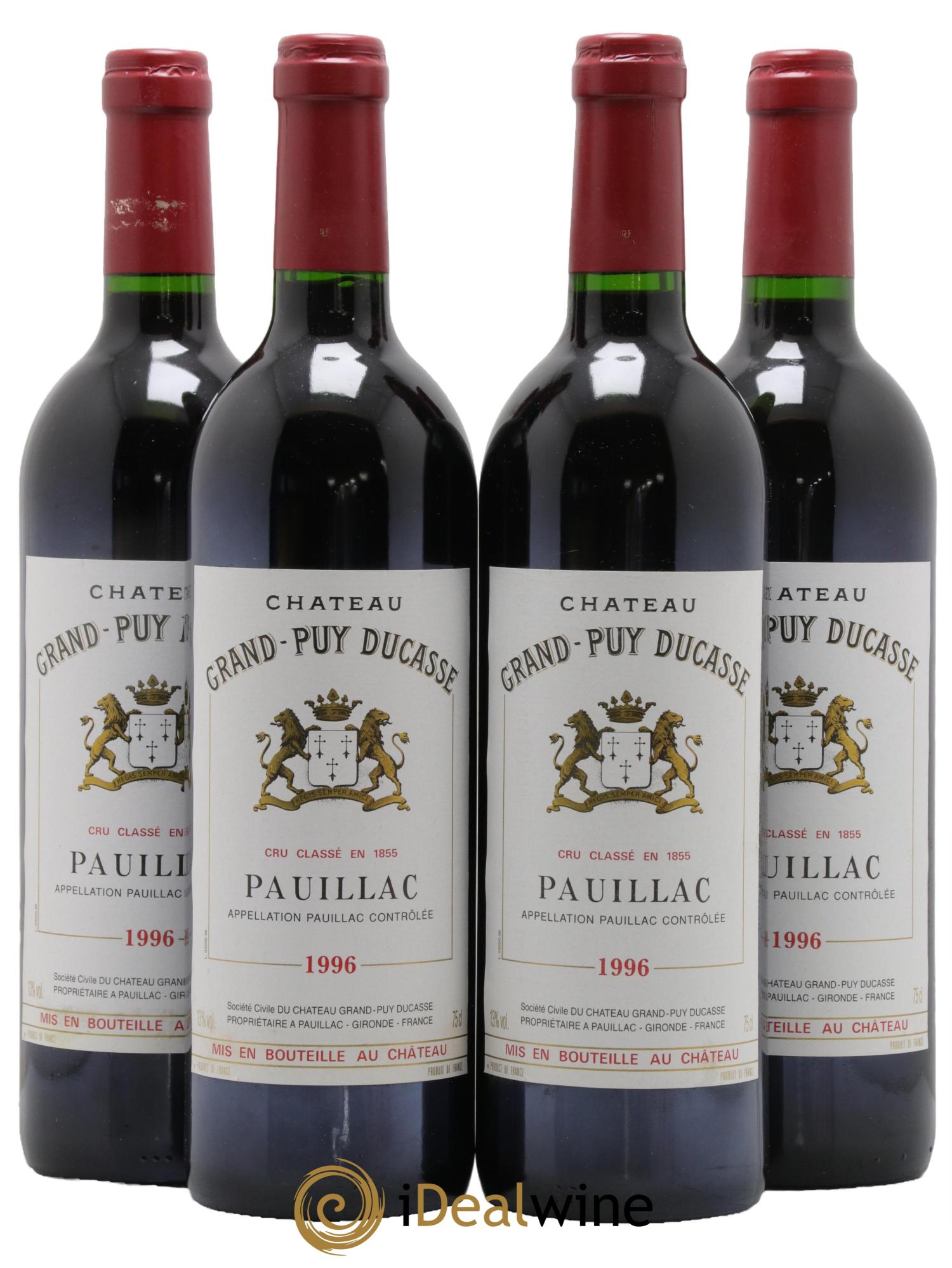 Château Grand Puy Ducasse 5ème Grand Cru Classé 1996 - Lot de 4 bouteilles - 0