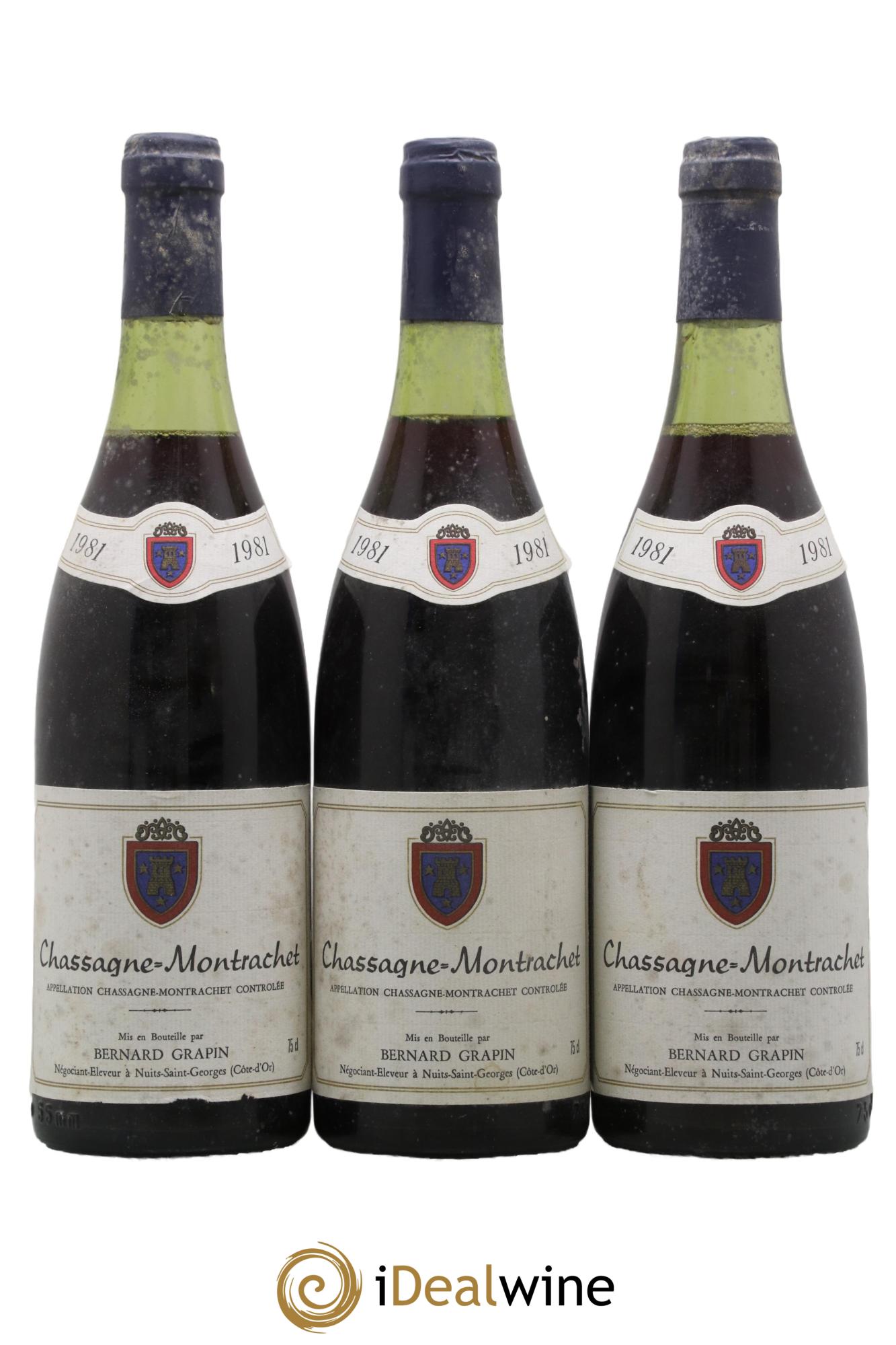 Chassagne-Montrachet Bernard Grapin 1981 - Posten von 3 Flaschen - 0