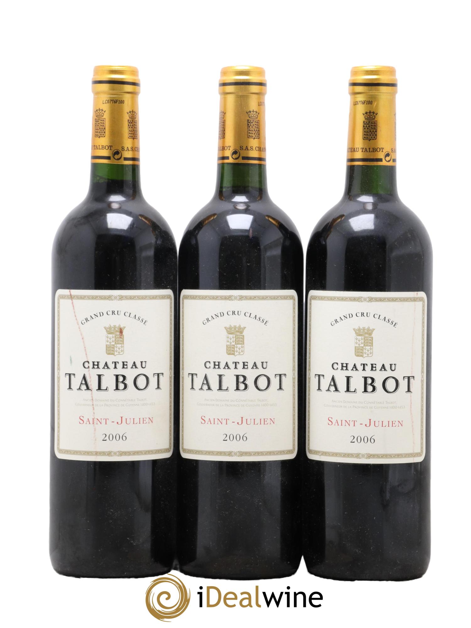 Château Talbot 4ème Grand Cru Classé 2006 - Lot de 3 bouteilles - 0