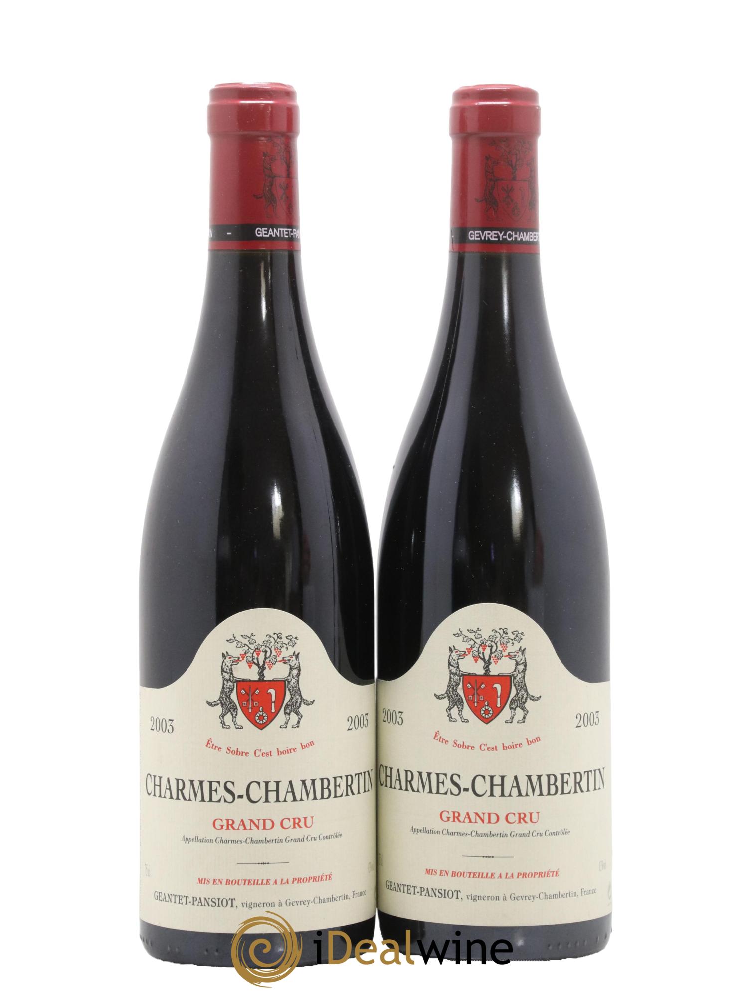 Charmes-Chambertin Grand Cru Geantet-Pansiot 2003 - Lot of 2 bottles - 0