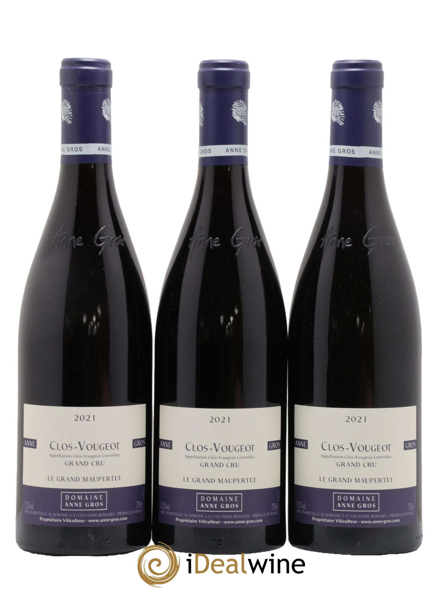 Clos de Vougeot Grand Cru Le Grand Maupertui Anne Gros 2021 - Lot de 3 bouteilles - 0