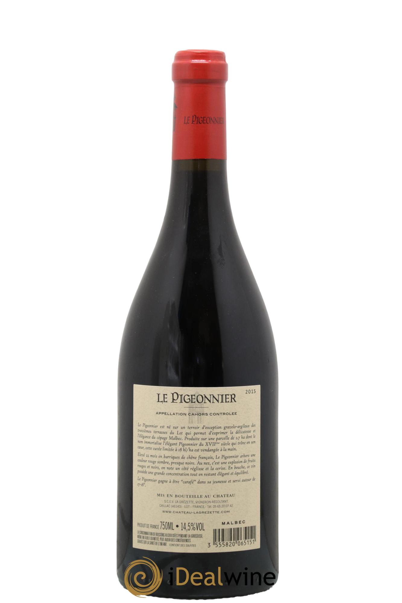 Cahors Château Lagrezette Le Pigeonnier Alain Dominique Perrin 2015 - Lot de 1 bouteille - 1