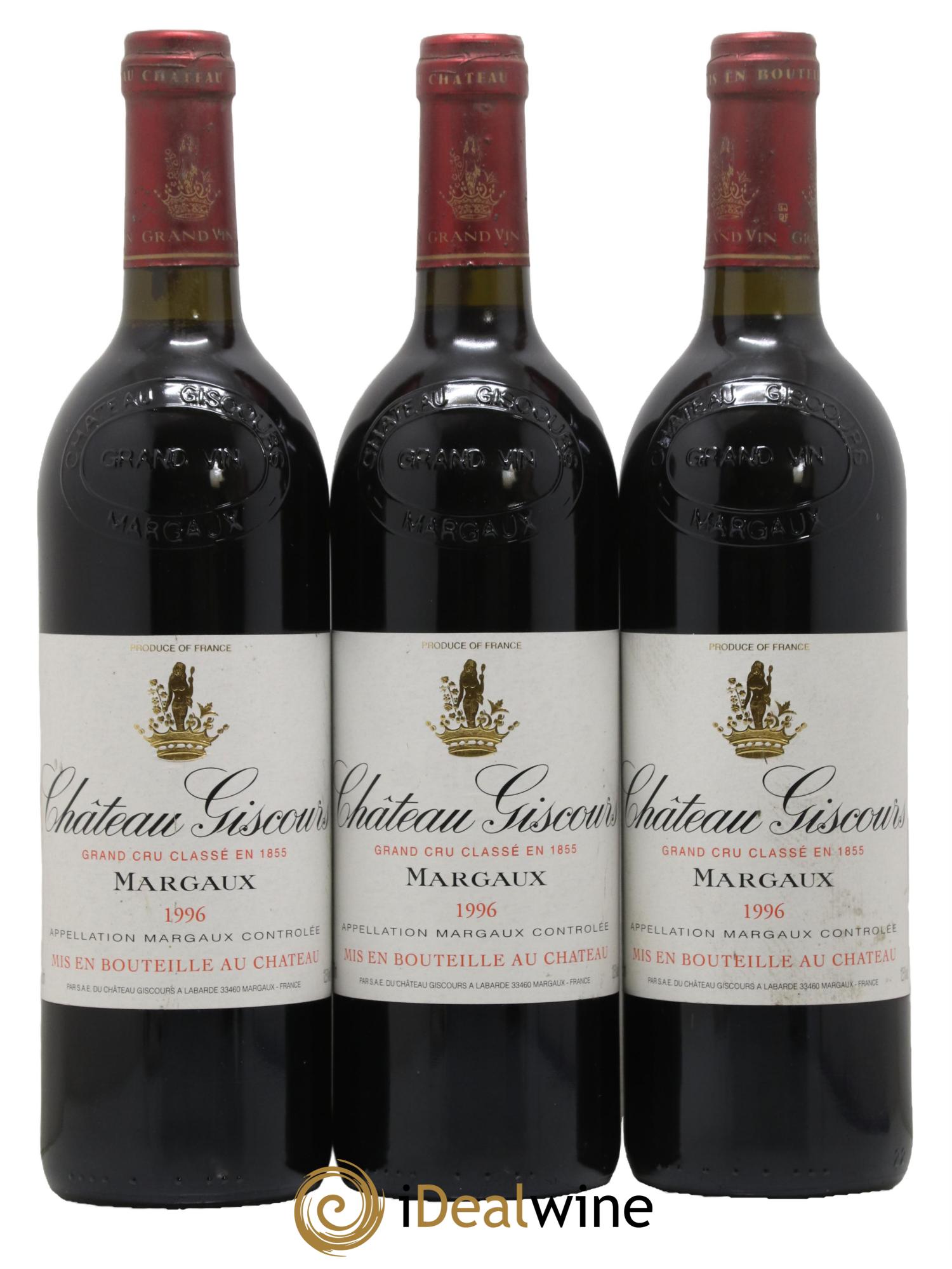 Château Giscours 3ème Grand Cru Classé 1996 - Lot de 3 bouteilles - 0