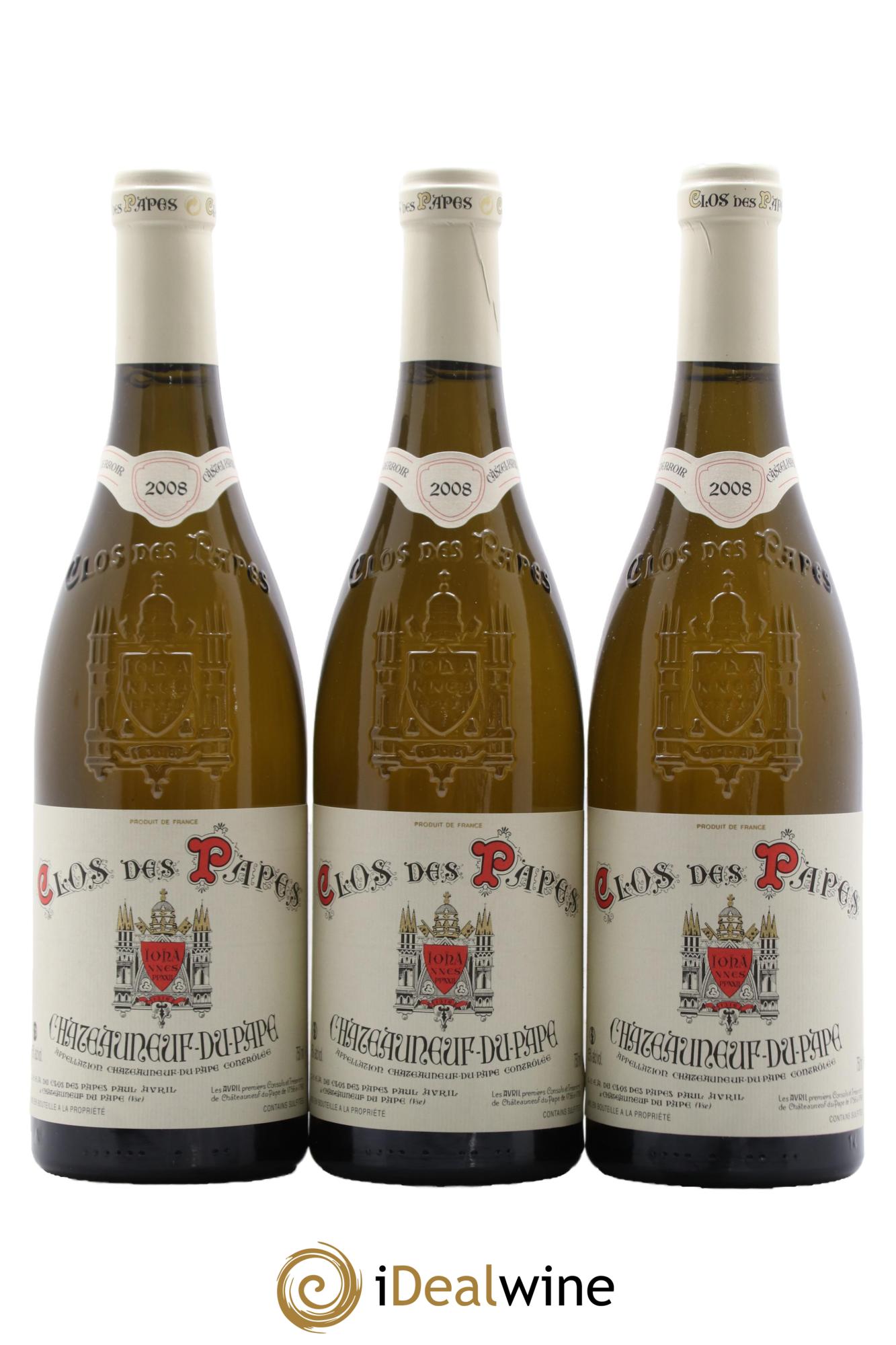 Châteauneuf-du-Pape Clos des Papes - Paul Avril 2008 - Lot de 3 bouteilles - 0